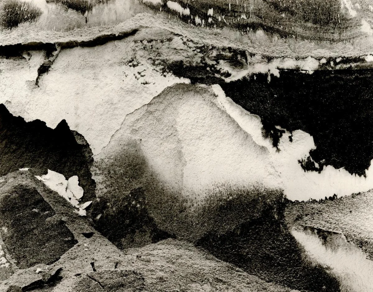 “Portsmouth (N.H.) Harbor Salt Pile’’ (archival silver gelatin print), by Carl Hyatt, a Portsmouth-based photographer, in the group show “Abstract Nature,’’ through April 24 at Cove Street Arts, Portland, Maine