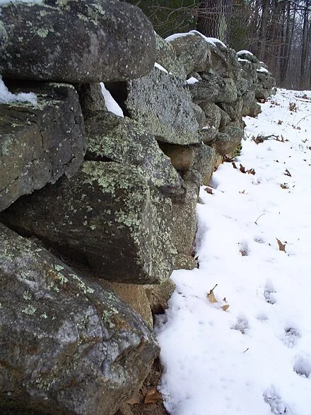 Stone wall at what had been Robert Frost's farm in Derry, N.H., which he describes in his famous poem "Mending Wall"