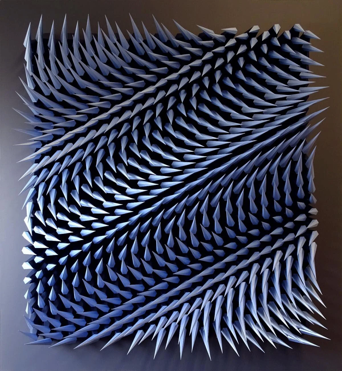 “Unholy 75” (paper), by Matthew Shlian, in his show “Matthew Shlian: Light Years,’’ at Heather Gaudio Fine Art, New Canaan, Conn., June 26-Aug. 7.The gallery says:“Shlian’s work straddles the world of paper engineering and the fine arts, a place where two-dimensional paper becomes intricately sculpted into precise and stunning three-dimensional forms. His work is rooted in printed media, book arts and commercial design, where paper gets folded, tessellated, compressed and arranged in unexpected ways. Modular aggregation and the way in which shapes repeat, morph and reconnect with each other have been the artist’s preoccupation for the past several years. Adopting an intuitive approach, Shlian begins with hand-drawn patterns in a notebook and then uses digital mapping on an industrial plotter to work out his ideas. His curiosity with the process continues when he returns to working with paper using his hands, constructing forms out of the everyday material. Color, light, patterns and planar shifts come together in geometric assemblages that reveal themselves as he works. An important part of the artist’s process is the element of surprise: if he can completely visualize a final result, he doesn’t have a reason to create it. Shlian has to start his work and make changes along the way in order to fully understand it. In the same way, the titles of his works, intriguing and serendipitous to be sure, are related to phrases, conversations or musings he has had with his daughters and others.’’==