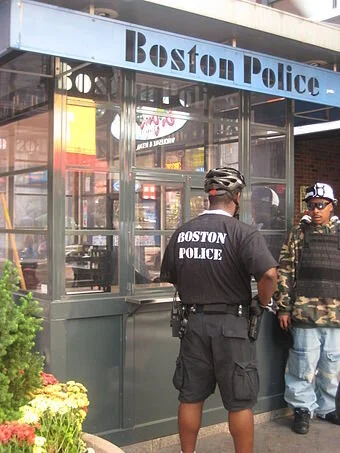 Police kiosk in Downtown Crossing