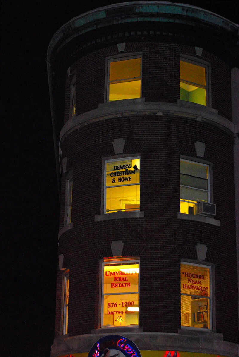 At top, “Dewey, Cheetham &amp; Howe,” the gag name for Car Talk’s headquarters in Harvard Square.