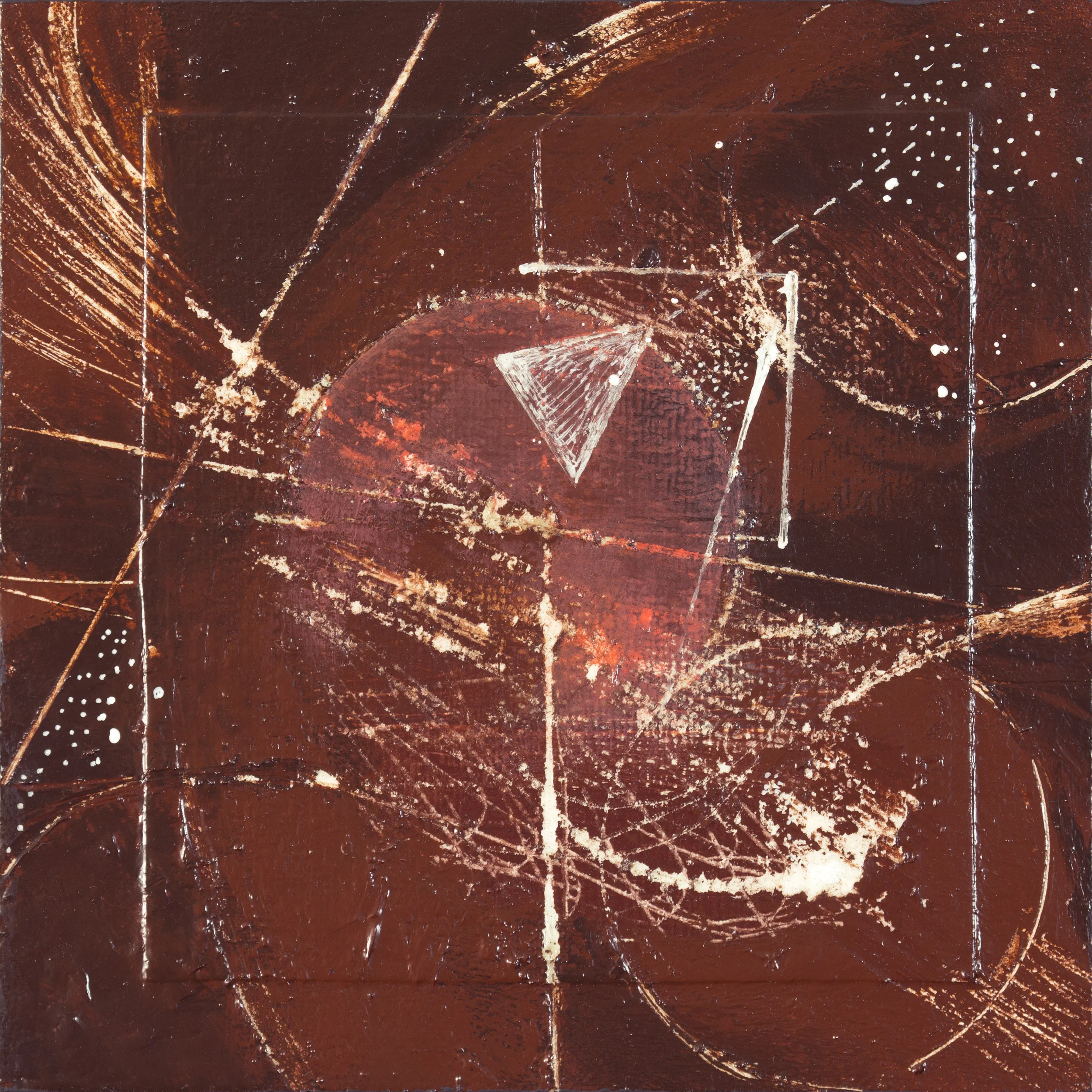 SOLD - Cosmos 4, 8" x 8", mixed media on paper mnt. on wood