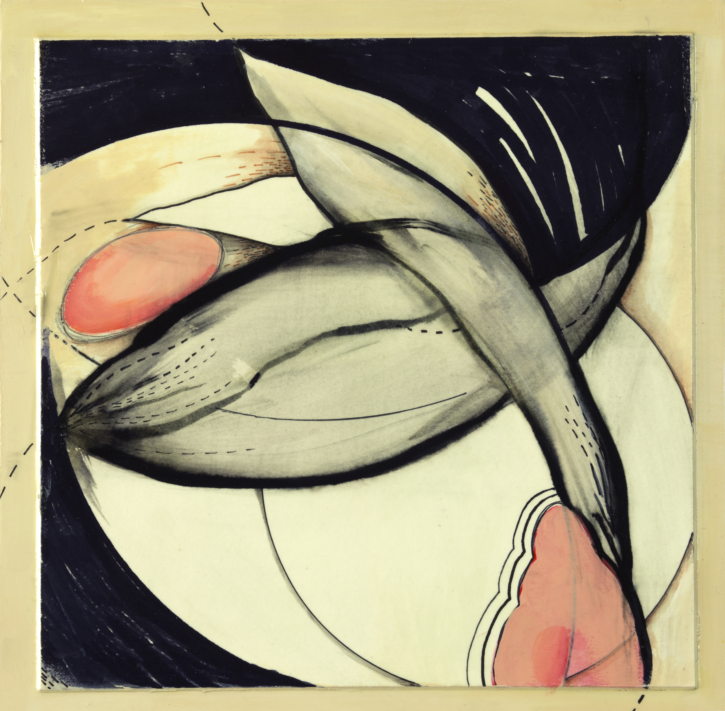 Hatching Spring 2, 10" x 10", mixed media on paper mntd. on wood