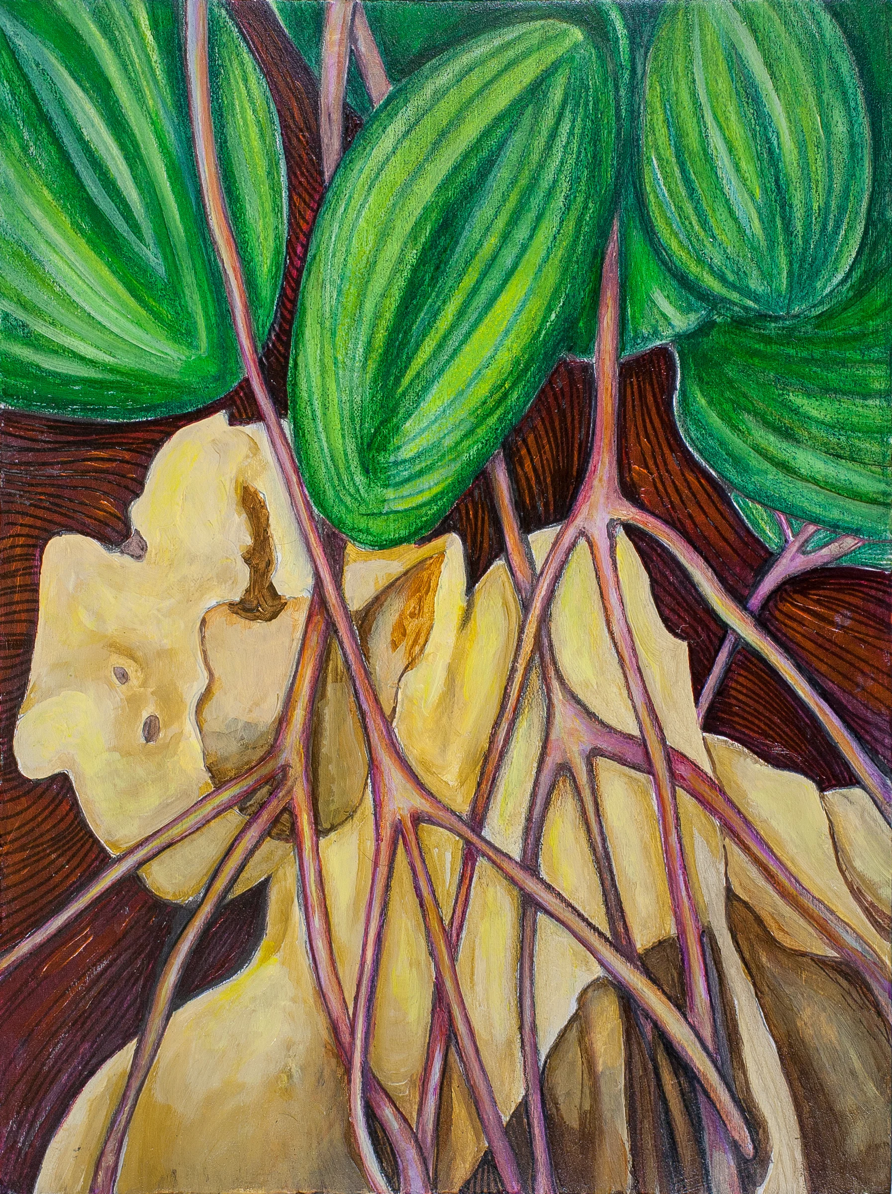 "Swamp Song" 12"h x 9"w mm on wood