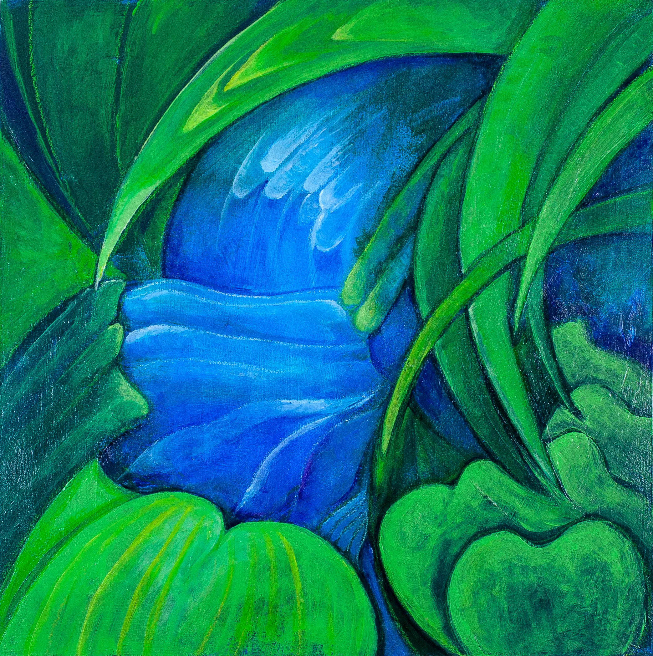 "Deep Sea" 10" x 10" mm on wood