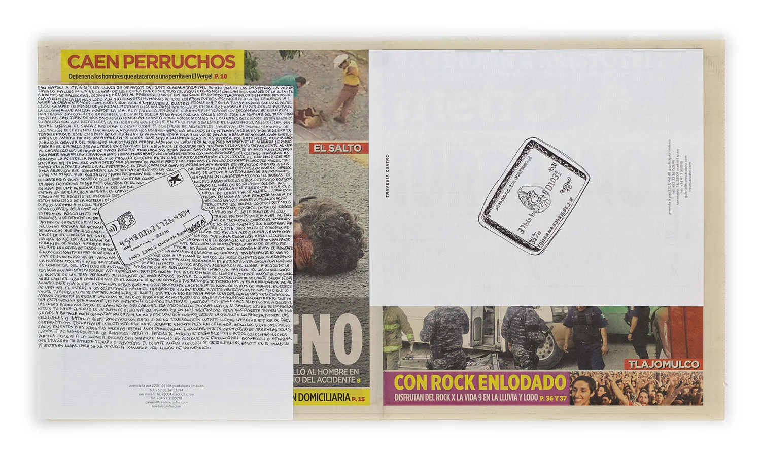 Political Drawing (Metro: Guadalajara, Mexico, Lunes 24 Agosto 2015) 2015 Ink on paper, daily newspaper 12 1/2 x 22 3/4 inches Drawings, 2014–