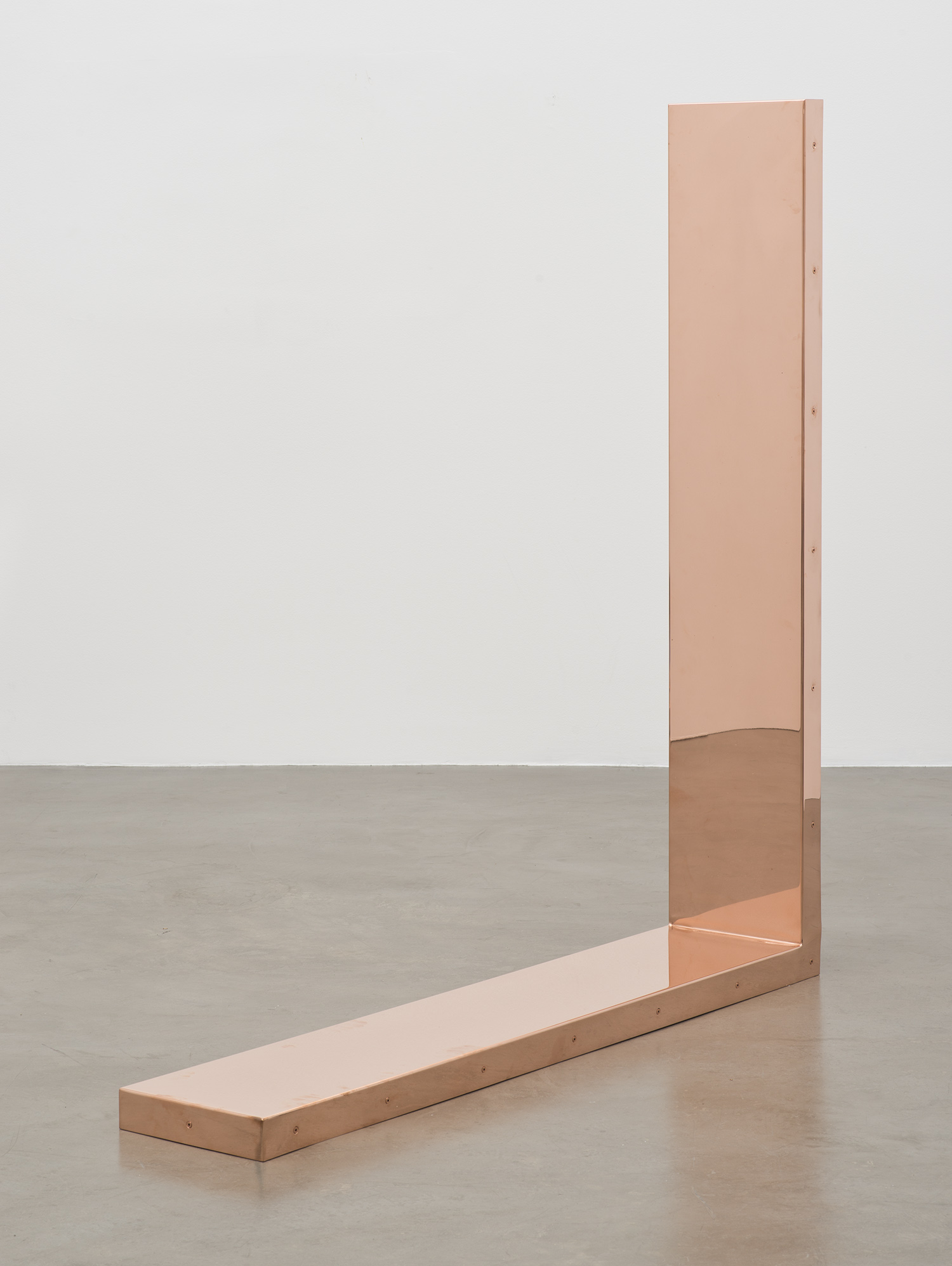  Copper Surrogate (60” x 120” 48 ounce C11000 Copper Alloy, 90° Bend, 60” Bisection/Section 3: October 20/27, 2014, Paris, France; November 25/January 26–27, 2014, London, United Kingdom)    2014–   Polished copper  11 x 60 x 60 inches   Surrogates 
