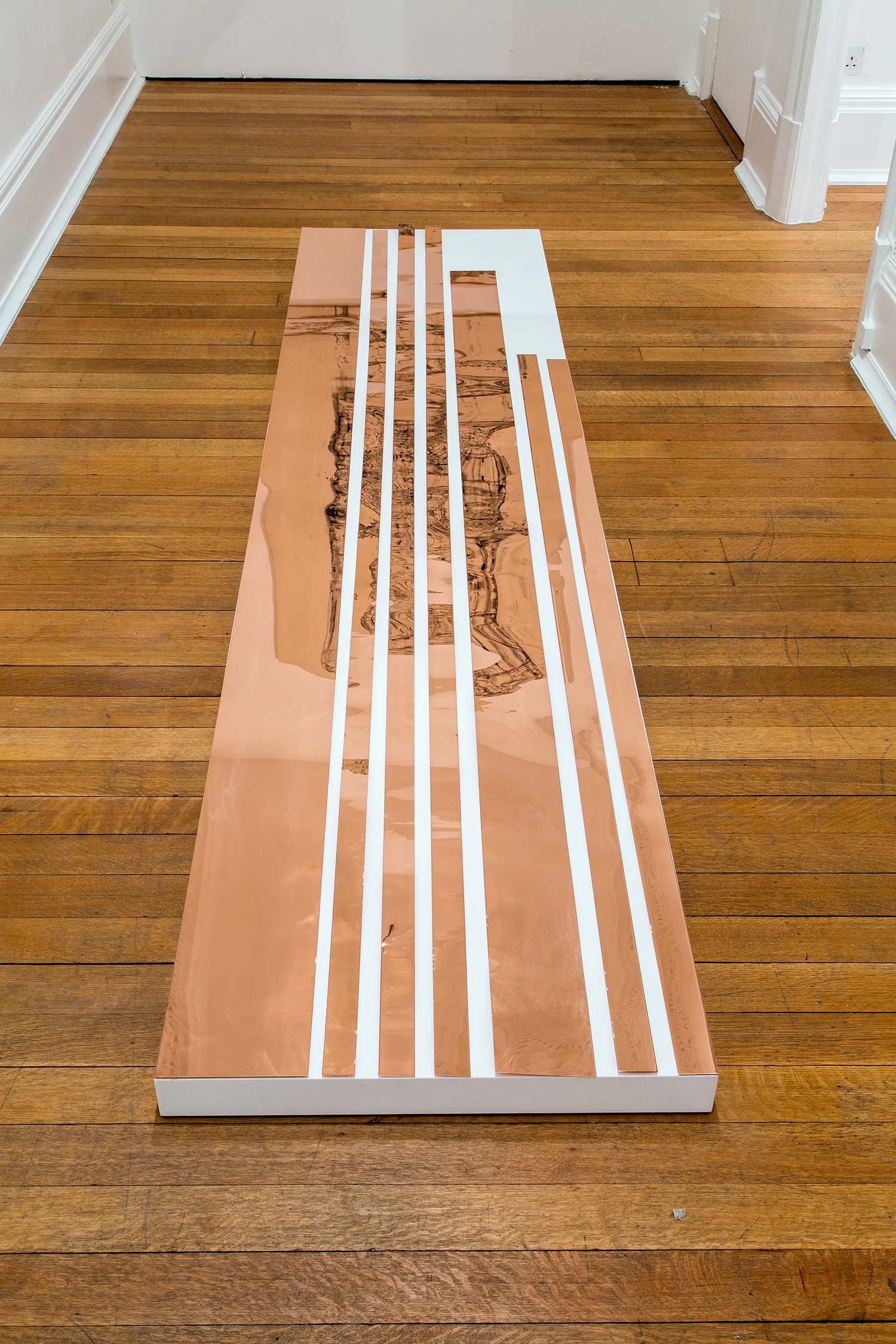 Copper Remnants (60” x 120” 48 ounce C11000 Copper Alloy, 90º Bend, 60” Bisection/5 Sections) 2014 Polished copper Dimensions variable, 7 parts Remnants, 2011–