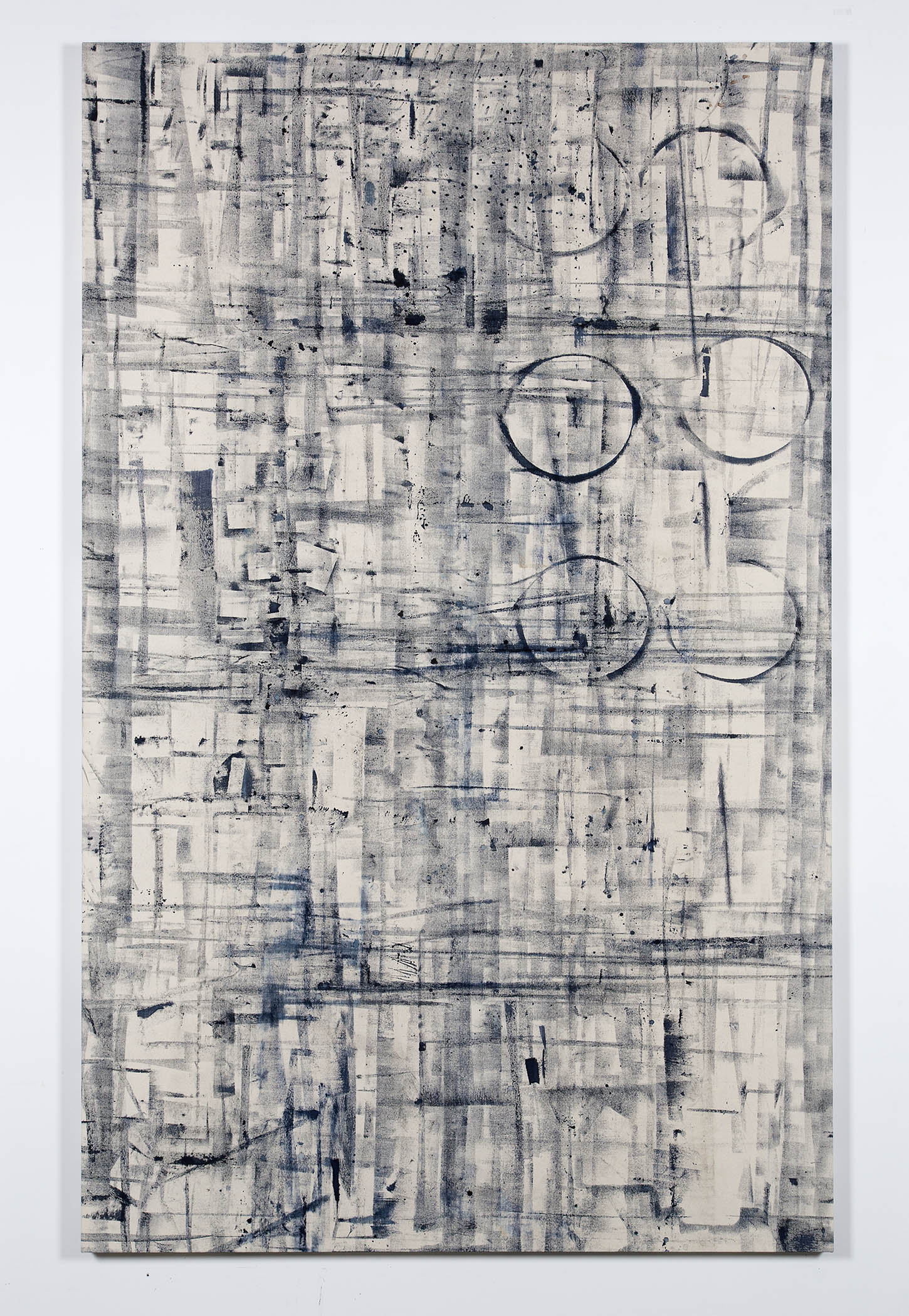   Marginalis (Los Angeles, California, May 1–August 1, 2014)    2014   Cyanotype chemistry on canvas  89 x 55 inches   Cyanotype Paintings, 2013–2015     