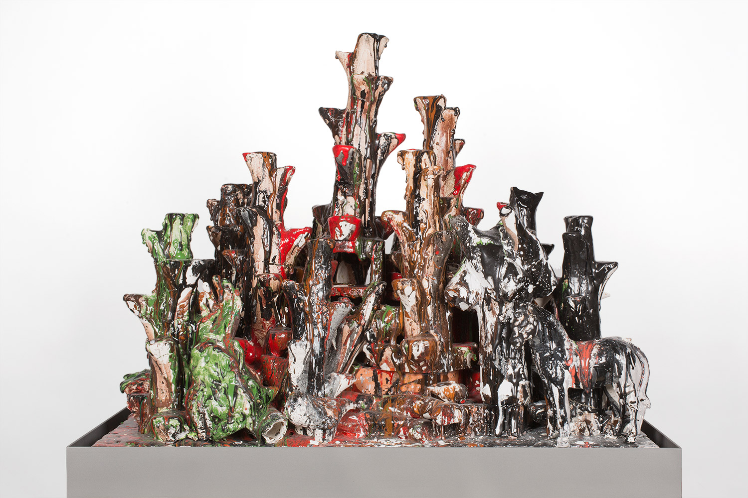   Lo Desconocido (February 17–March 1, 2015: Cerámica Suro Contemporánea, Guadalajara, Jalisco, Mexico)    2015   Ceramica Suro slip cast remnants, glaze, and firing plate  64 x 42 x 26 1/2 inches   Ceramics, 2013–     