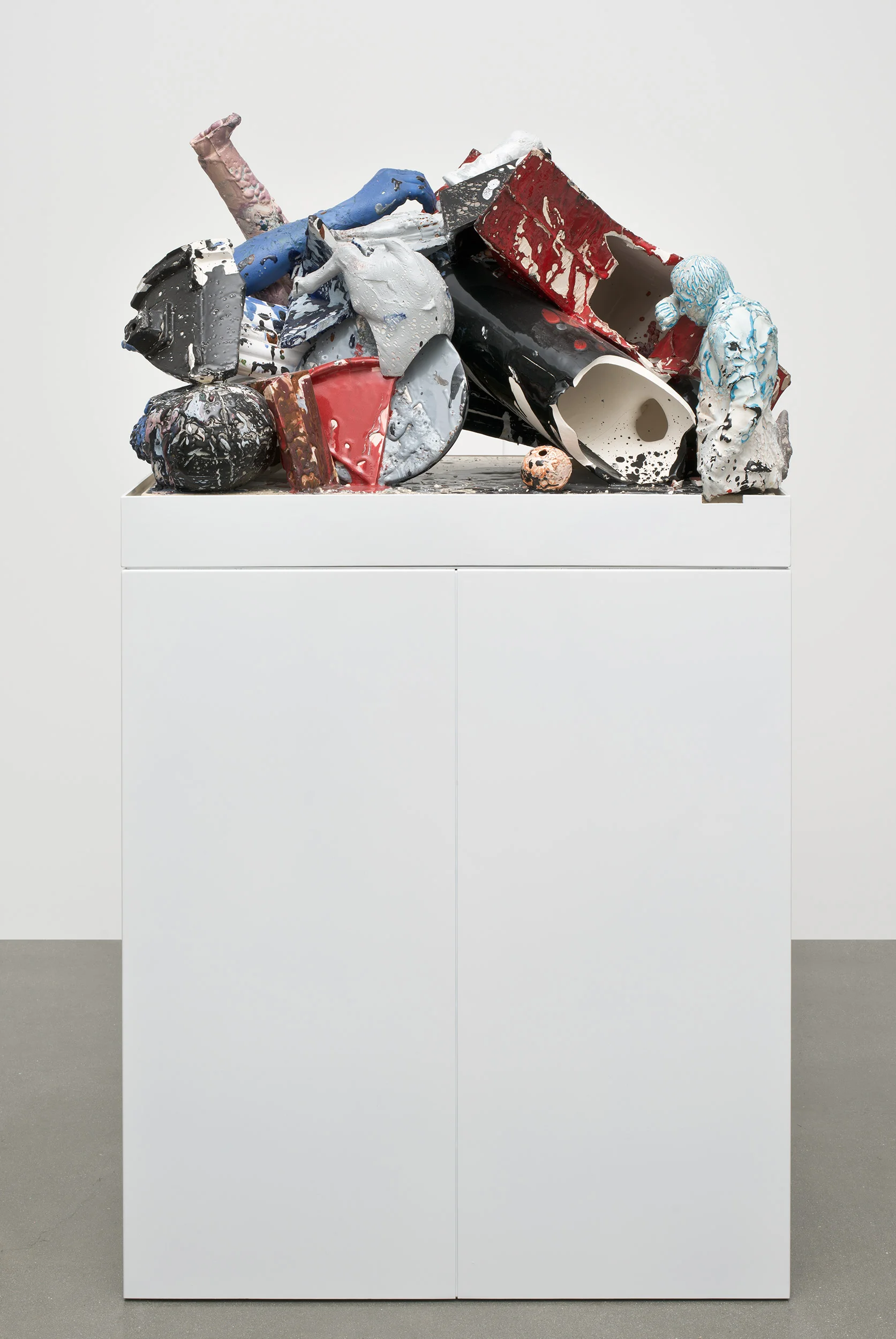 Aggregate XIX (August 20th–22nd, Cerámica Suro, Guadalajara, Jalisco, Mexico) 2013 Ceramica Suro slip cast remnants, glaze, and firing plate 38 x 20 1/2x 20 inches Ceramics, 2013–