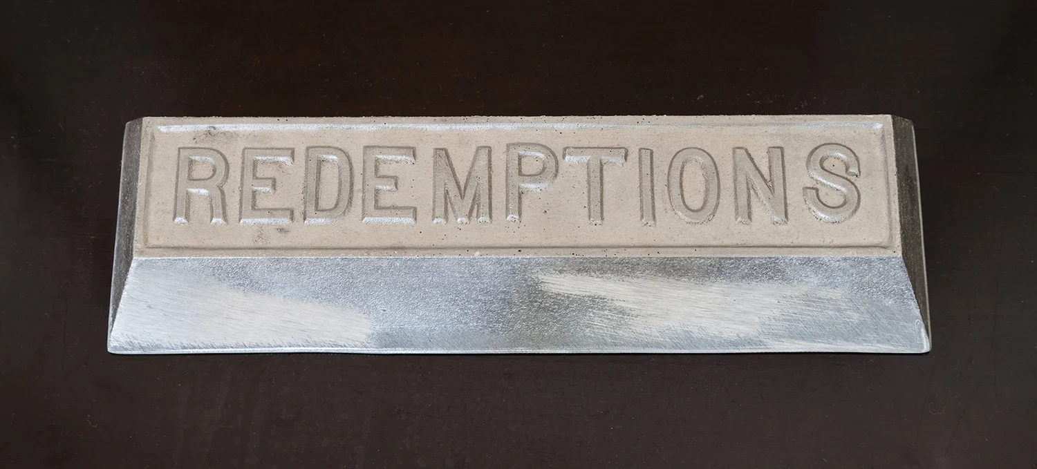 Claire Fontaine Untitled (Two Hundred and Fifty Redeemed Cans) 2013 Cast aluminum 12 1/2 x 3 1/2 x 2 3/4 inches