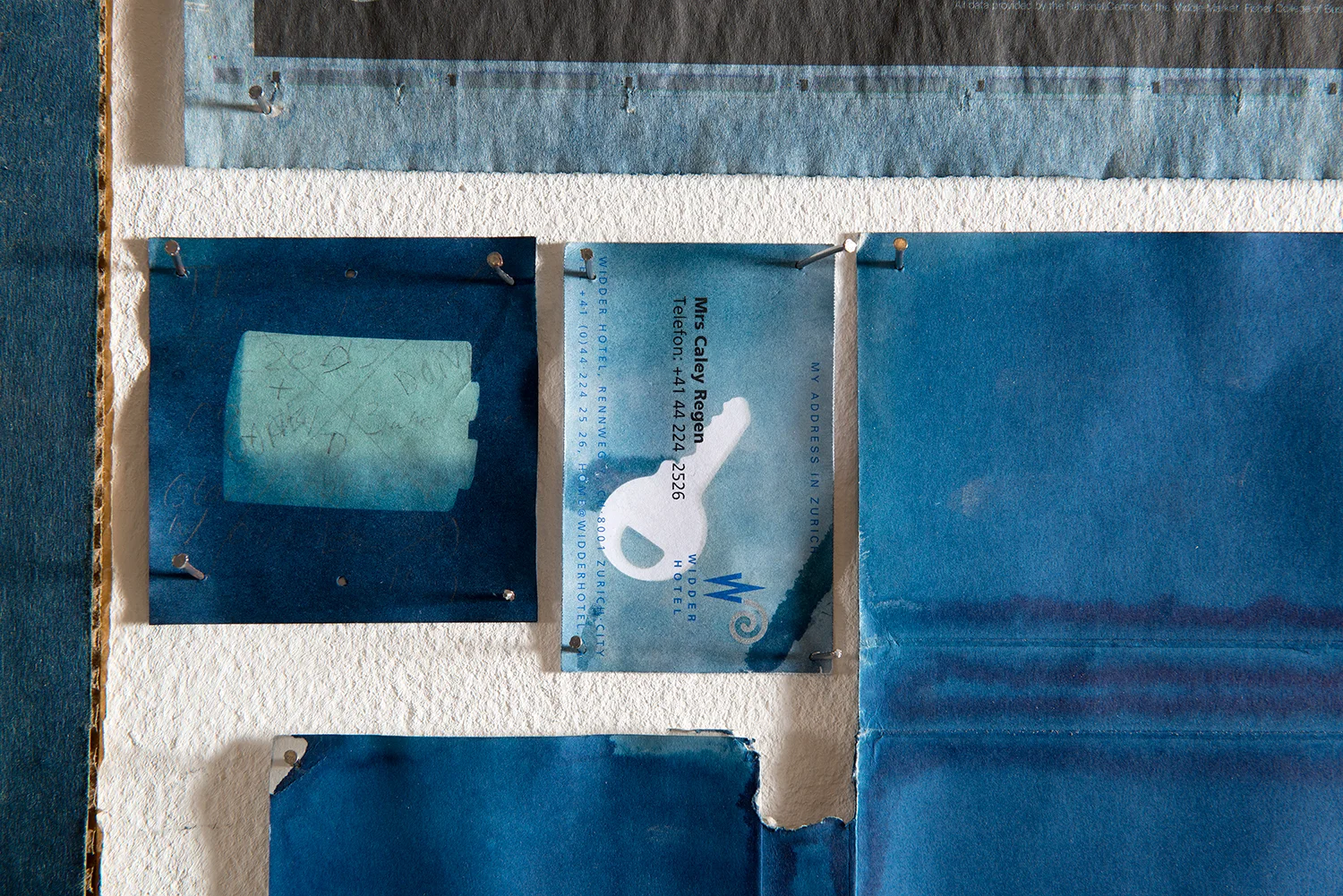 Detail of A Partial Disassembling of an Invention Without a Future: Helter-Skelter and Random Notes in Which the Pulleys and Cogwheels Are Lying Around at Random All Over the Workbench (7 October 2013–6 October 2014) 2014 Ammonium iron citrate and potassium ferricyanide on cellulose-based material, bound letterpress and digital offset print volumes Dimensions variable Cyanotypes, 2009–