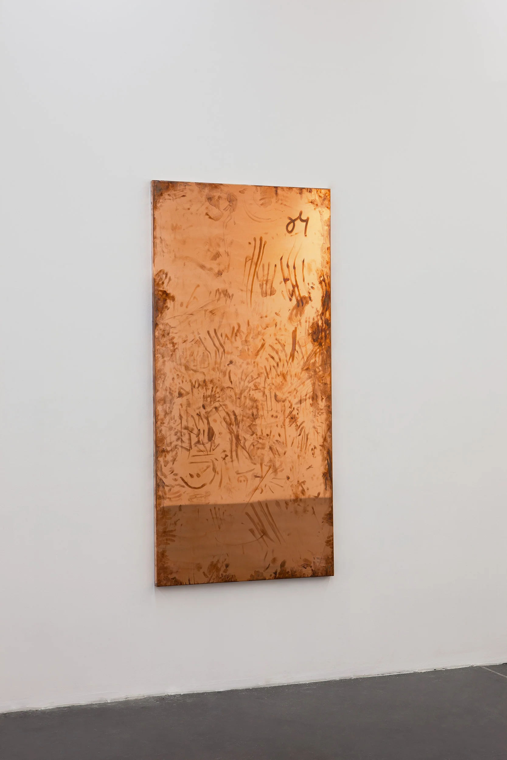 Copper Surrogates (September 20-23/November 21–23, 2011, Beijing, China, June 13–18/November 21, 2012Los Angeles, California, November 29–December 3, 2012, Miami Beach, Florida) 2011 Polished copper 74 3/4 x 35 1/2 x 1 1/2 inches Surrogates (Full Sheet, Art Handling), 2011–