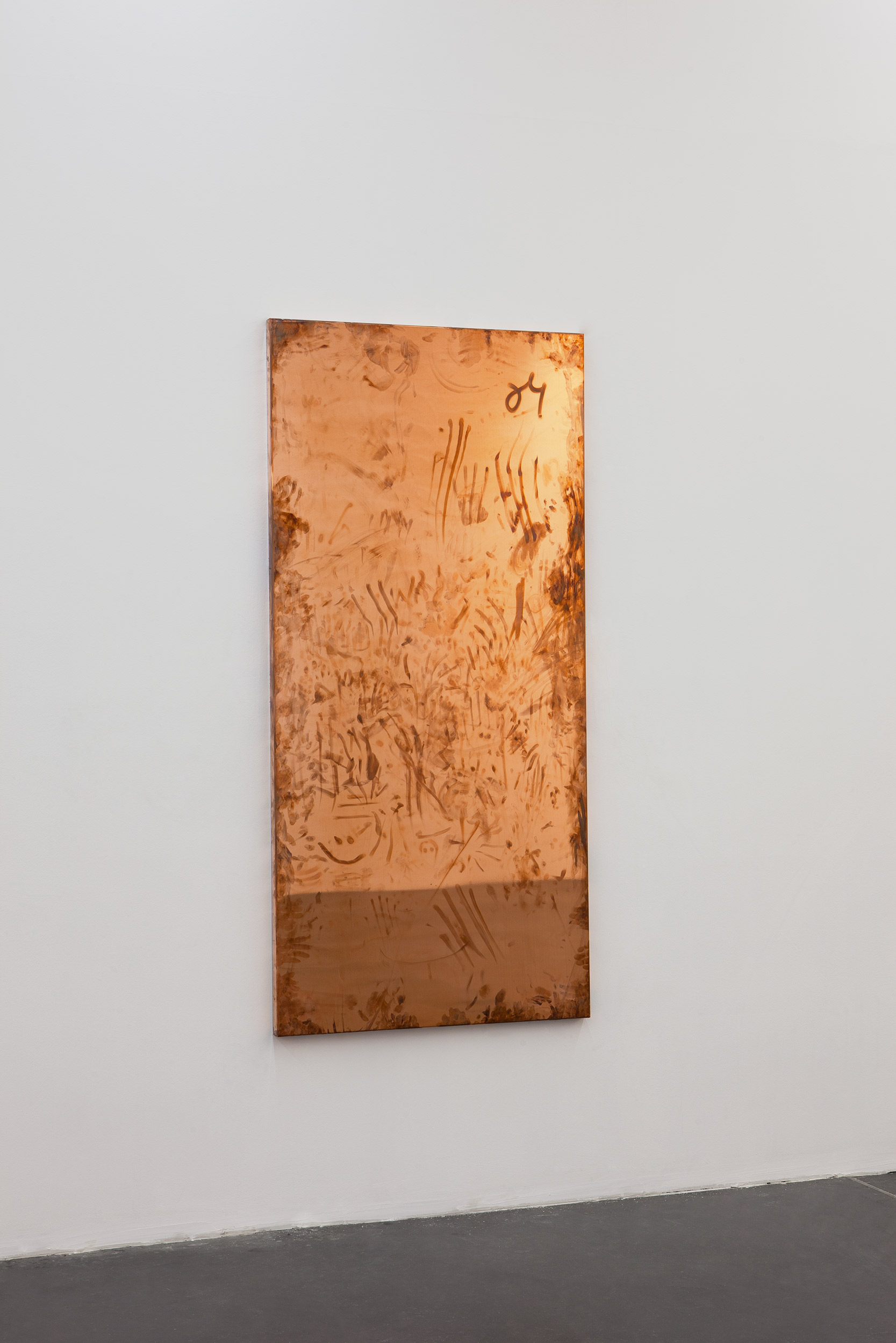   Copper Surrogates (September 20-23/November 21–23, 2011, Beijing, China, June 13–18/November 21, 2012Los Angeles, California, November 29–December 3, 2012, Miami Beach, Florida)    2011   Polished copper  74 3/4 x 35 1/2 x 1 1/2 inches   Surrogates