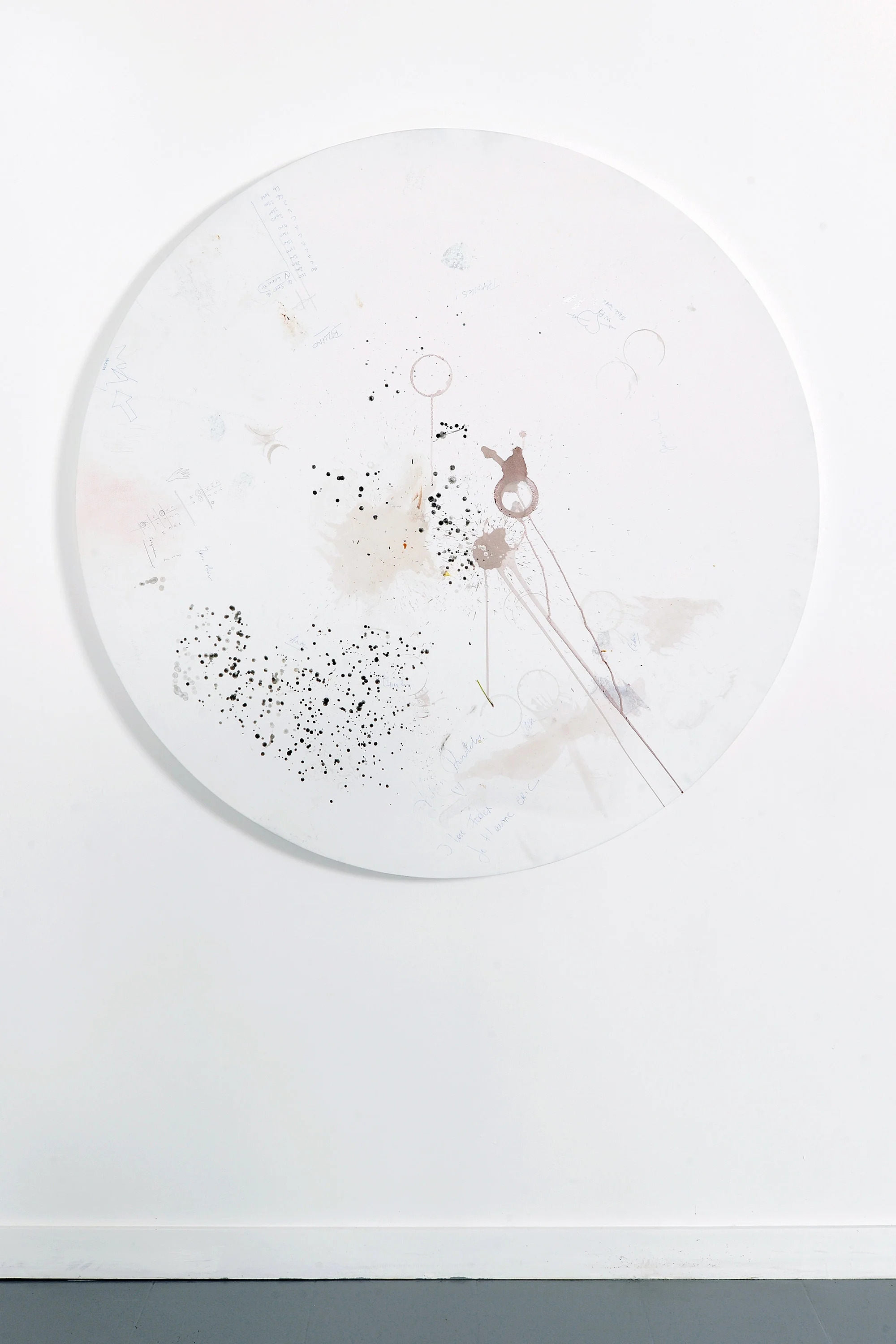 White Surrogate (Table: designed by unknown, date unknown; Galerie Rodolphe Janssen, Brussels, Belgium, September 8th, 2011) 2011 Wooden top table, gypsum and gallery wall white paint 55 inches diam. Surrogates (Tabletop and Desktop), 2008–