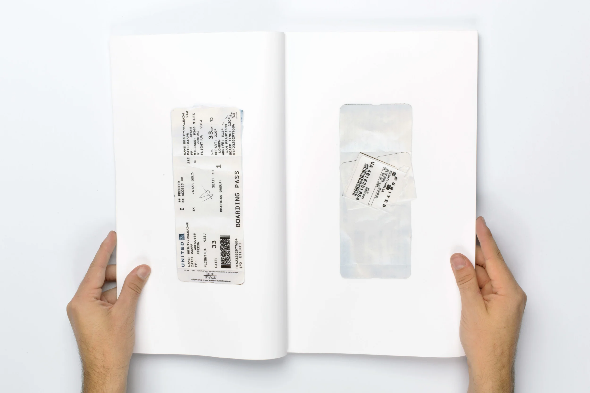 Weastern Archive One 2012– Bound laserjet prints 14 x 8 1/2 inches 1:1 images of every airline ticket from 2008 to present (ongoing).