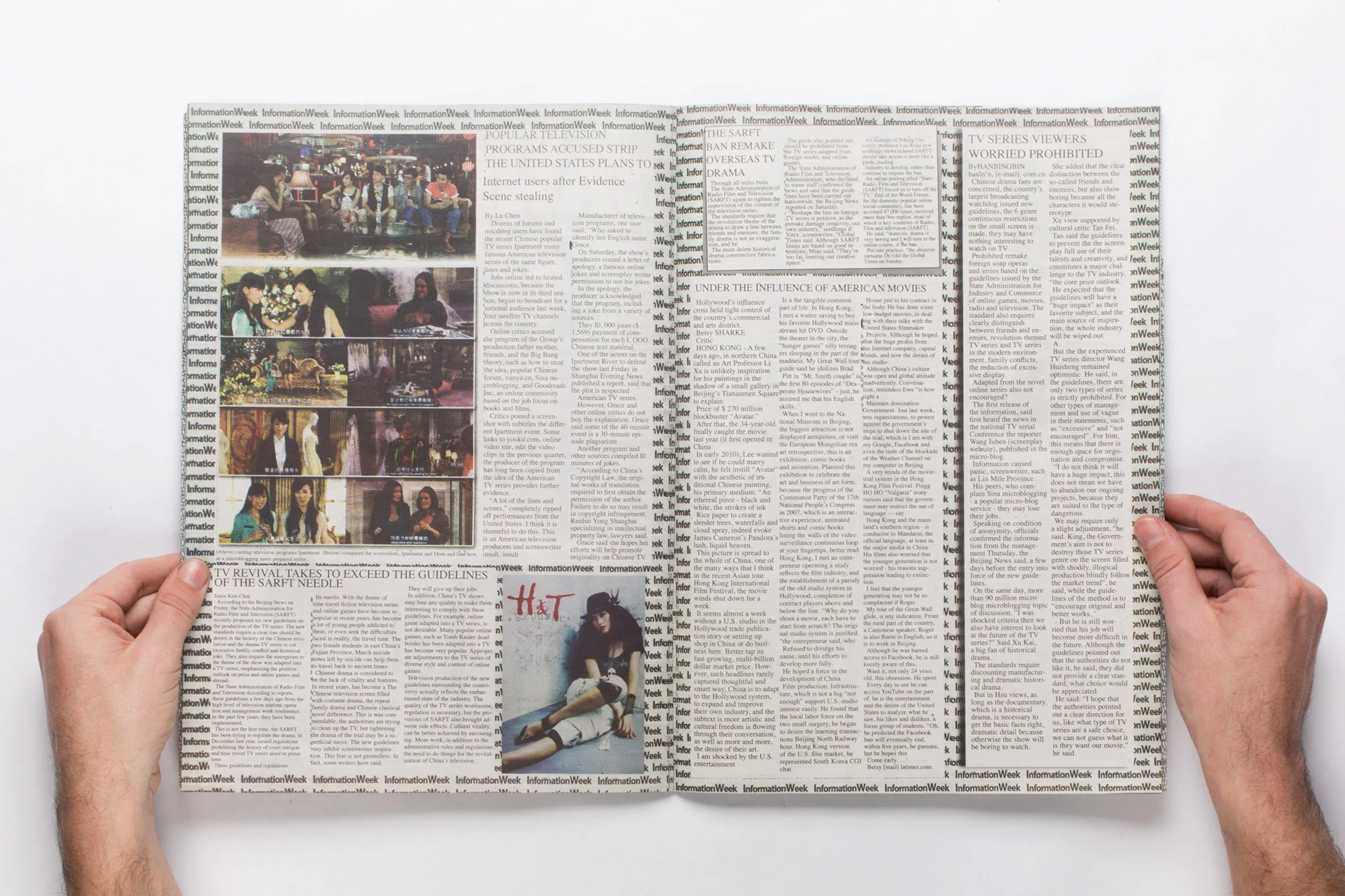 Shanzhai Times, 山寨时报, Village Mountain Era 2012 Newsprint 13 3/4 x 10 inches Published on the occasion of the 9th Shanghai Biennale 2012, Walead Beshty, Los Angeles Pavilion, Shanghai, China, 2012.