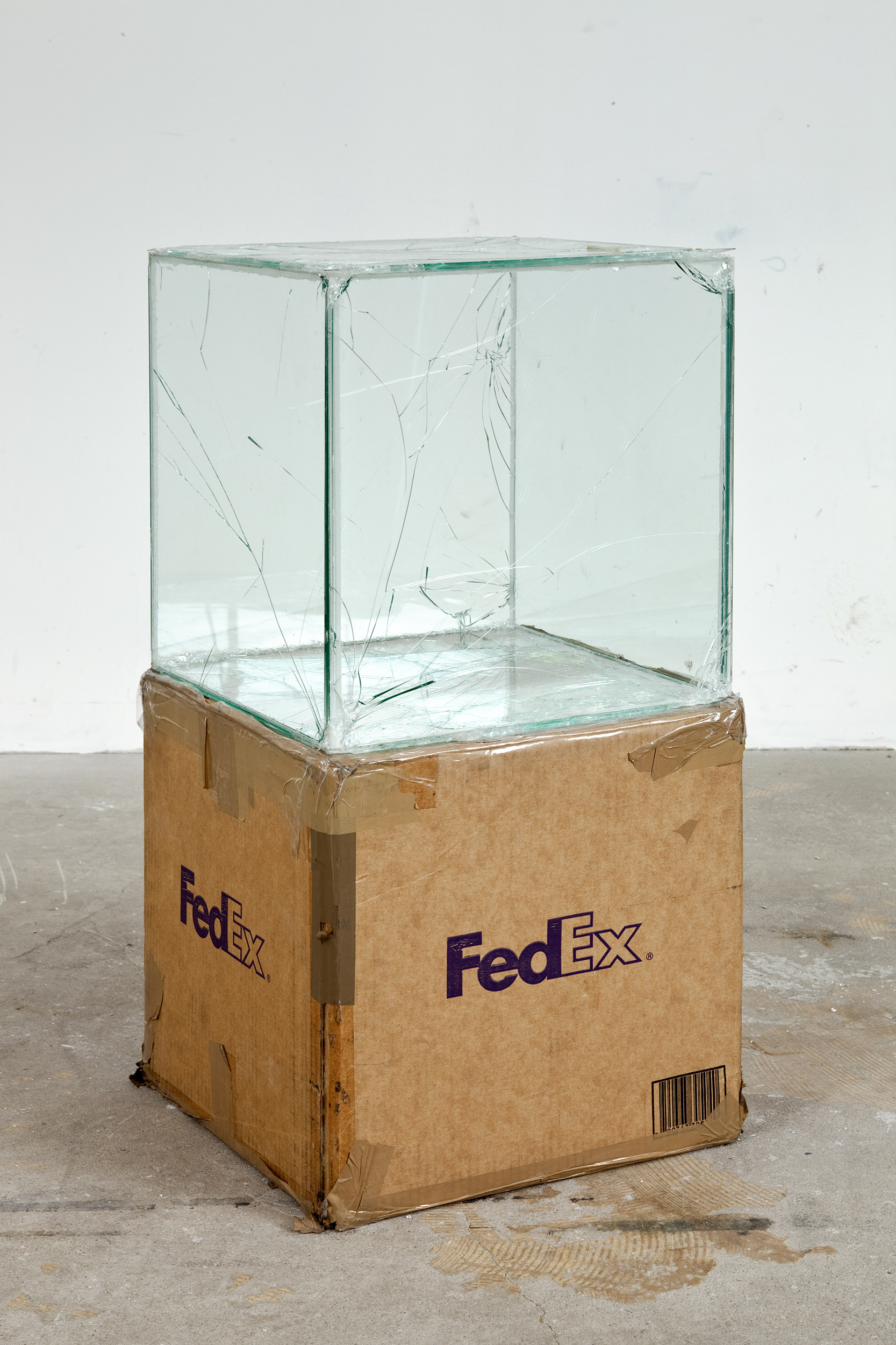 Walead Beshty Turns Shipped Glass Boxes Into Shattered Sculptures.