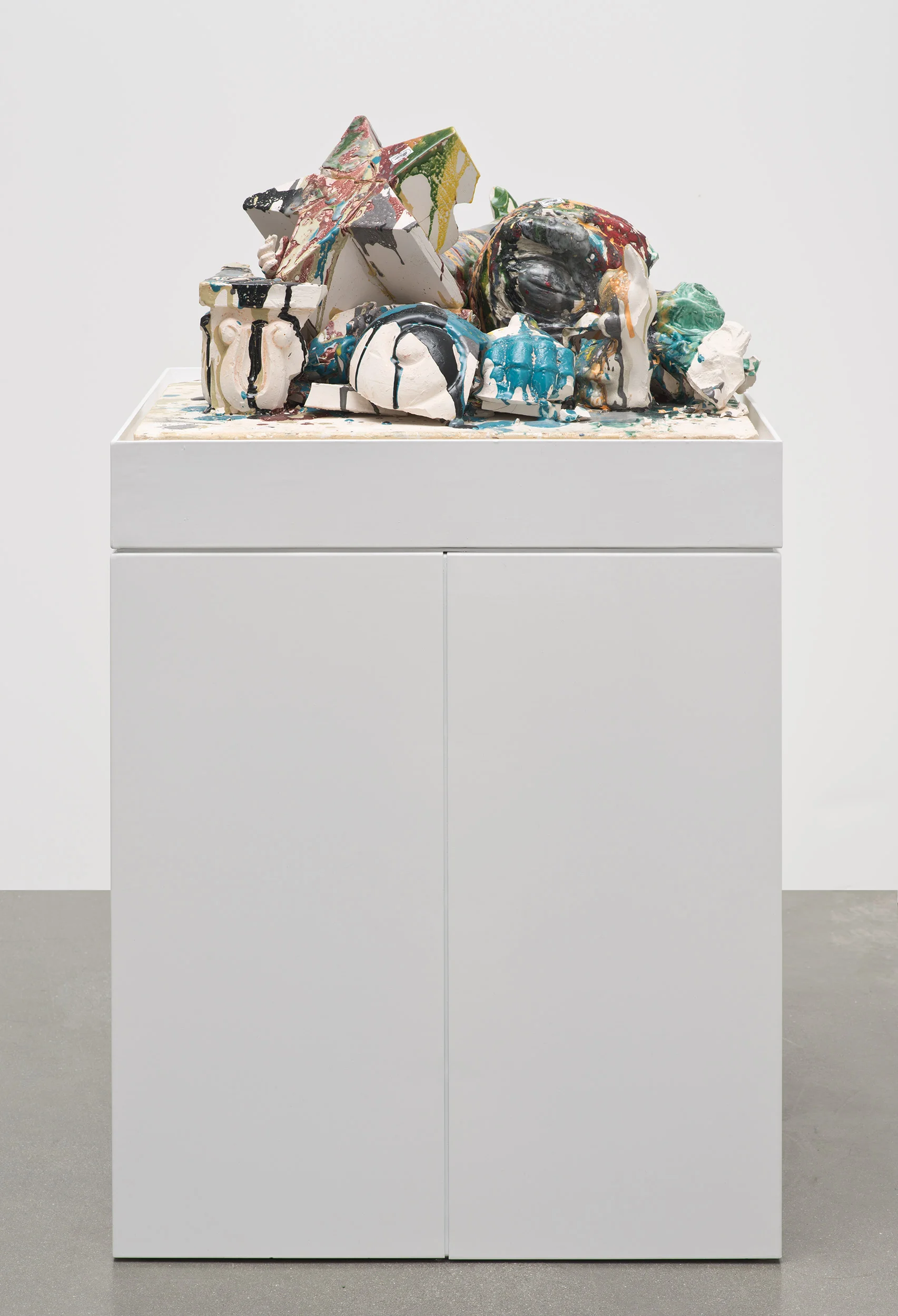 Aggregate XVIII (August 20th–22nd, Cerámica Suro, Guadalajara, Jalisco, Mexico) 2013 Ceramica Suro slip cast remnants, glaze, and firing plate 23 1/2 x 20 1/2 x11 inches Selected Bodies of Work, 2014