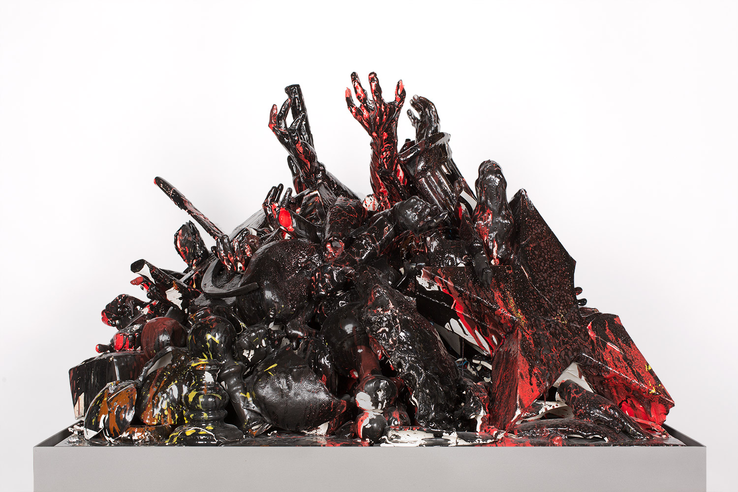   Las Fuerzas Tenebrosas (February 17–March 1, 2015: Cerámica Suro Contemporánea, Guadalajara, Jalisco, Mexico)    2015   Ceramica Suro slip cast remnants, glaze, and firing plates  50 3/4 x 42 x 29 1/2 inches   All the World's Futures, 2015     