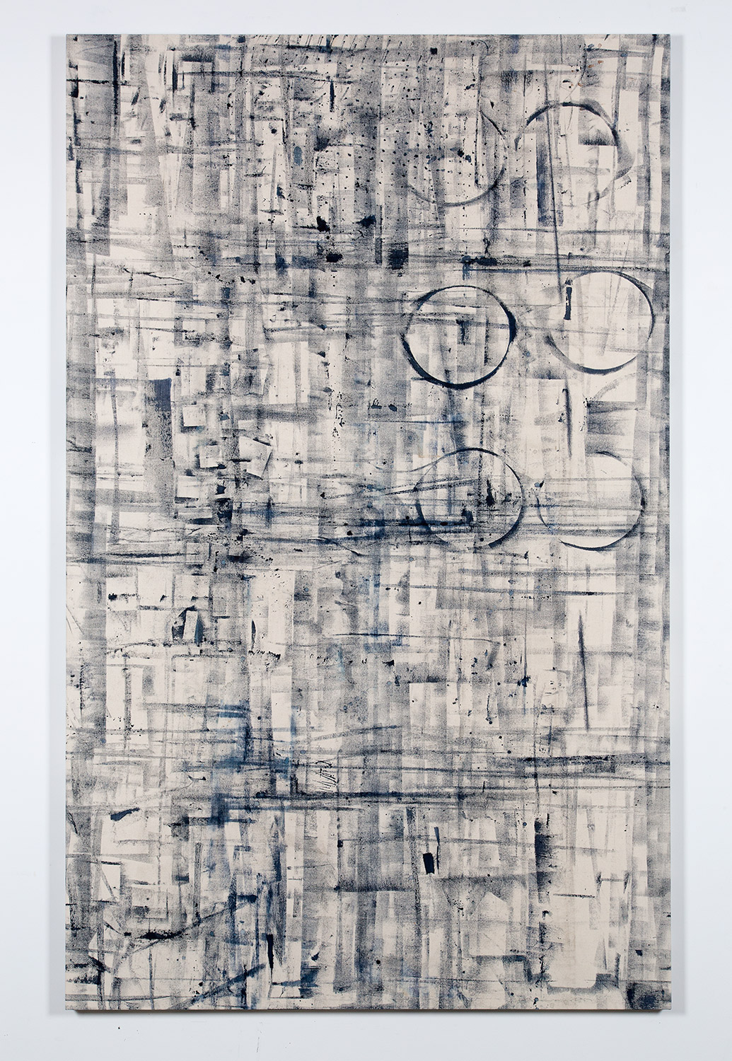   Marginalis (Los Angeles, California, May 1–August 1, 2014)    2014   Cyanotype chemistry on canvas  89 x 55 inches   Marginalia, 2014     