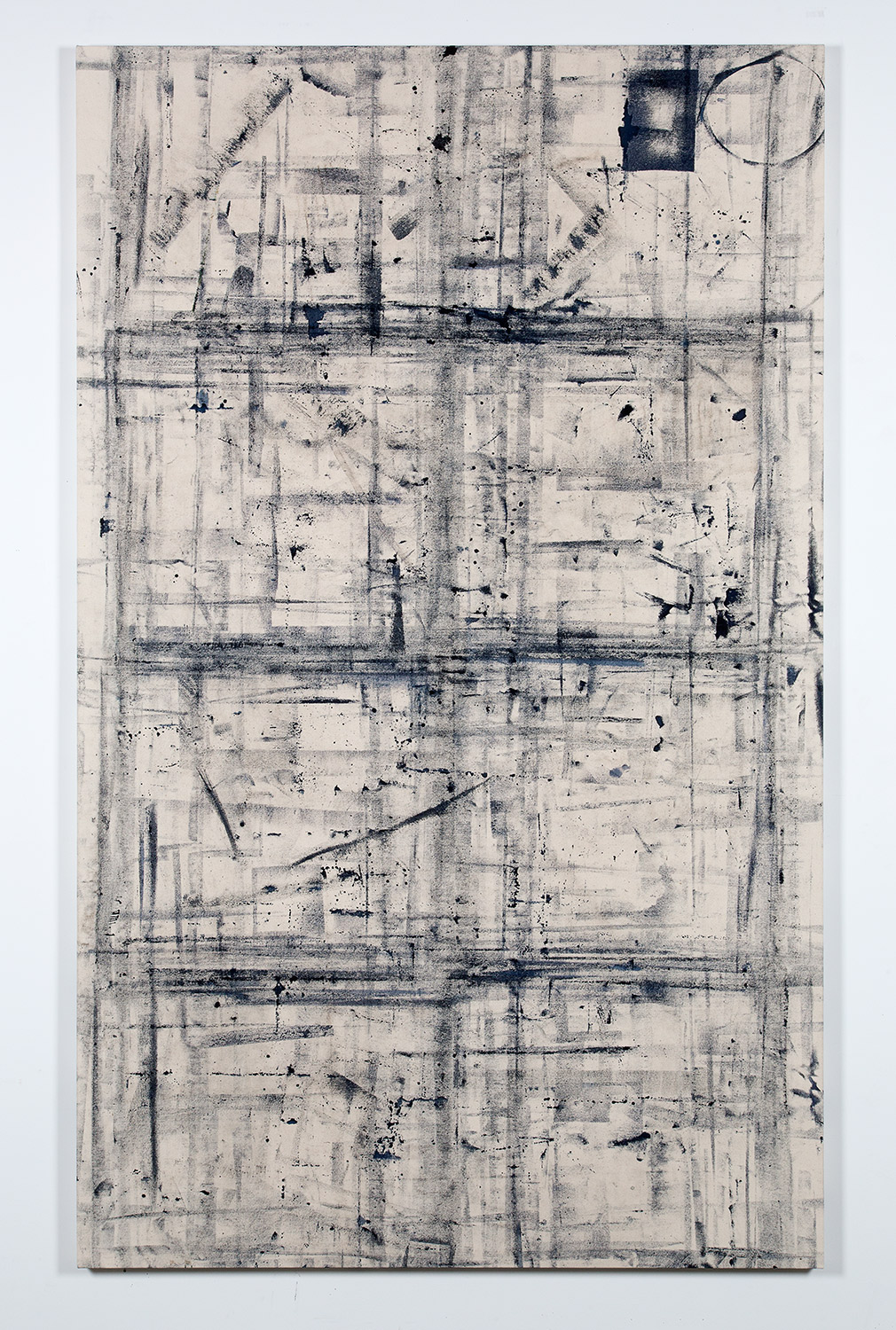   Marginalis (Los Angeles, California, May 1–August 1, 2014)    2014   Cyanotype chemistry on canvas  90 1/2 x 55 inches   Marginalia, 2014     