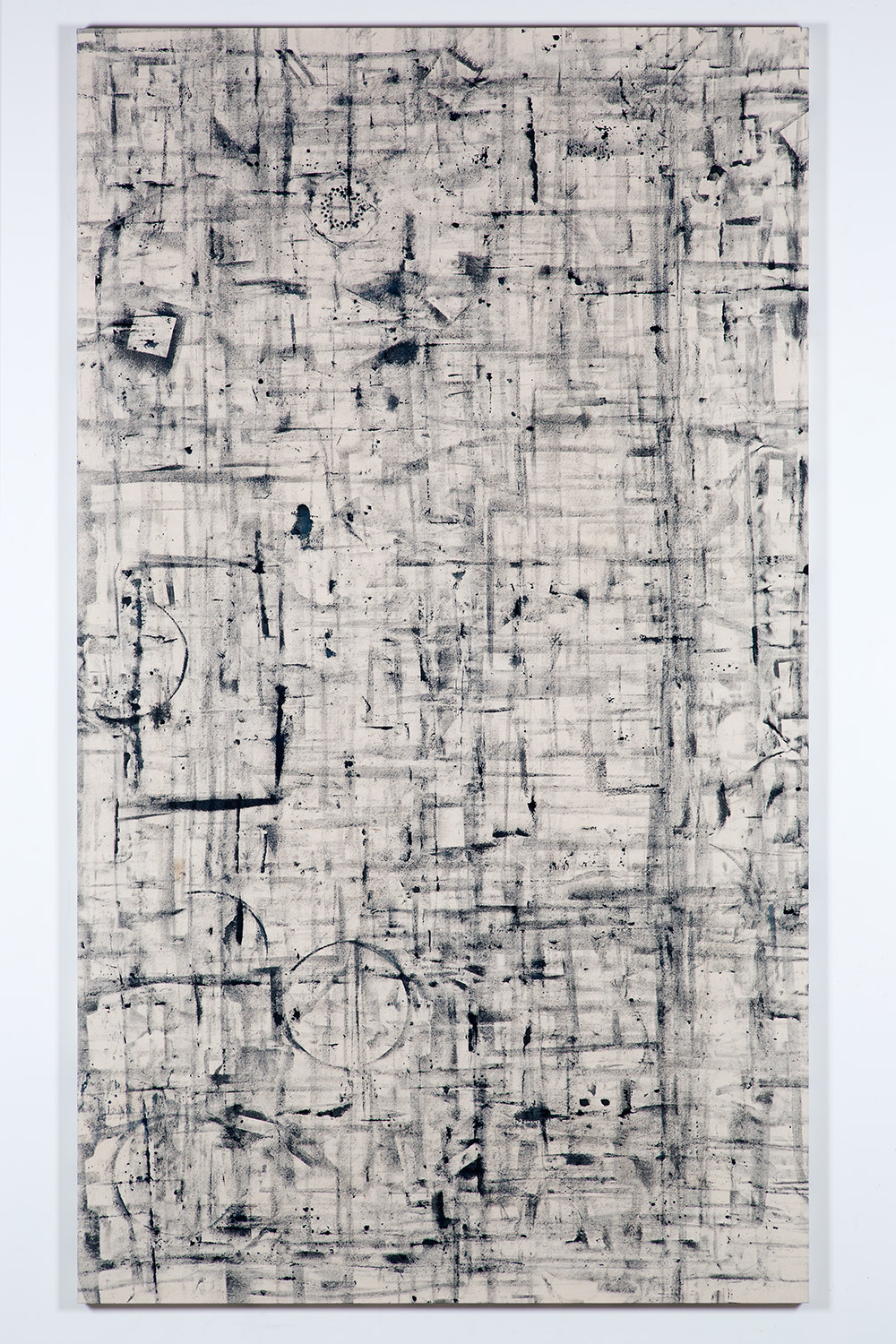   Marginalis (Los Angeles, California, October 21, 2013–January 31, 2014)    2014   Cyanotype chemistry on canvas  96 x 55 inches   Marginalia, 2014     