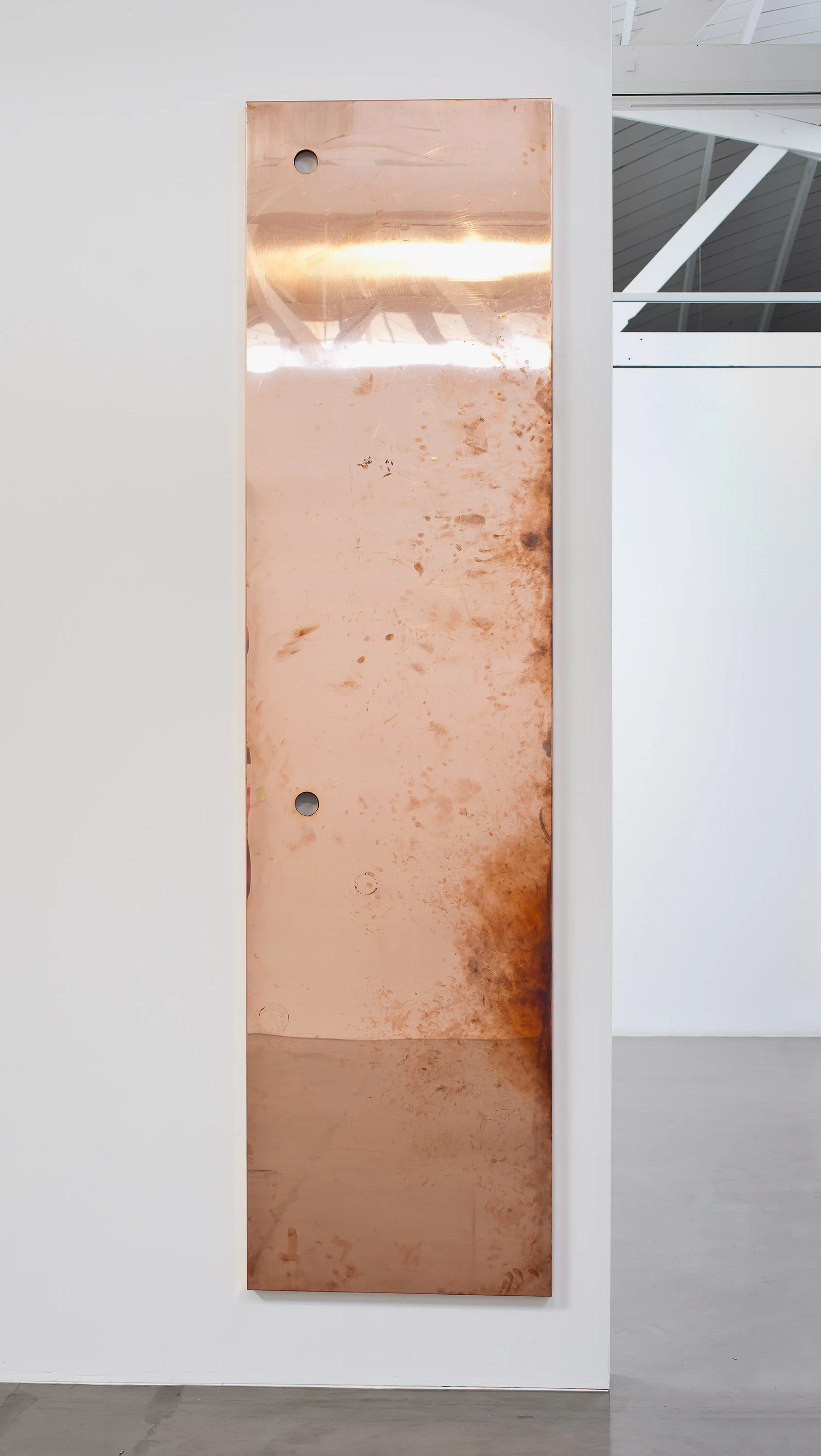 Copper Surrogate (Table: designed by Artistic Concepts, 2007; Regen Projects II, Los Angeles, California, March 3–April 11, 2011) 2011 Polished copper and black powder-coated steel Table: 120 x 29 7/8 x 1 1/2 inches; Base: 47 3/4 x 31 1/4 x 21 1/4 inches PROCESSCOLORFIELD, 2011