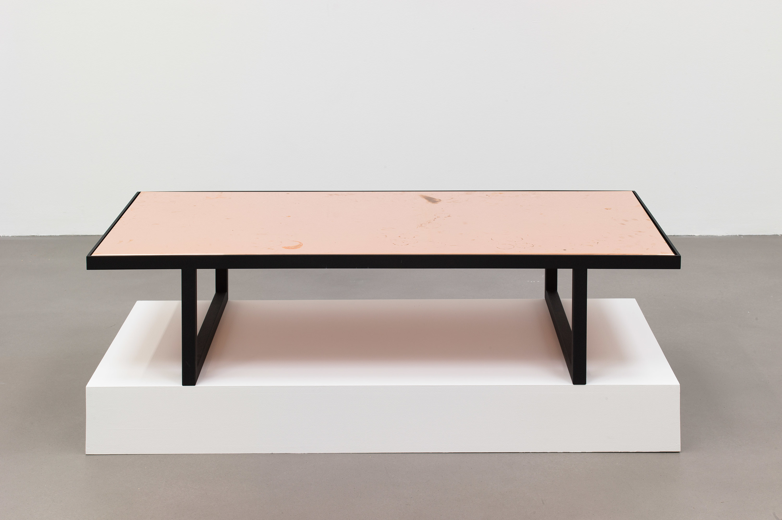   Table [Source: wood and glass coffee table designed by BassamFellows from the office of Friedrich Petzel at Friedrich Petzel Gallery, New York. Surrogate: WB72514 (produced in conjunction with Friedrich Petzel, Owner), Copper Surrogate (designed by