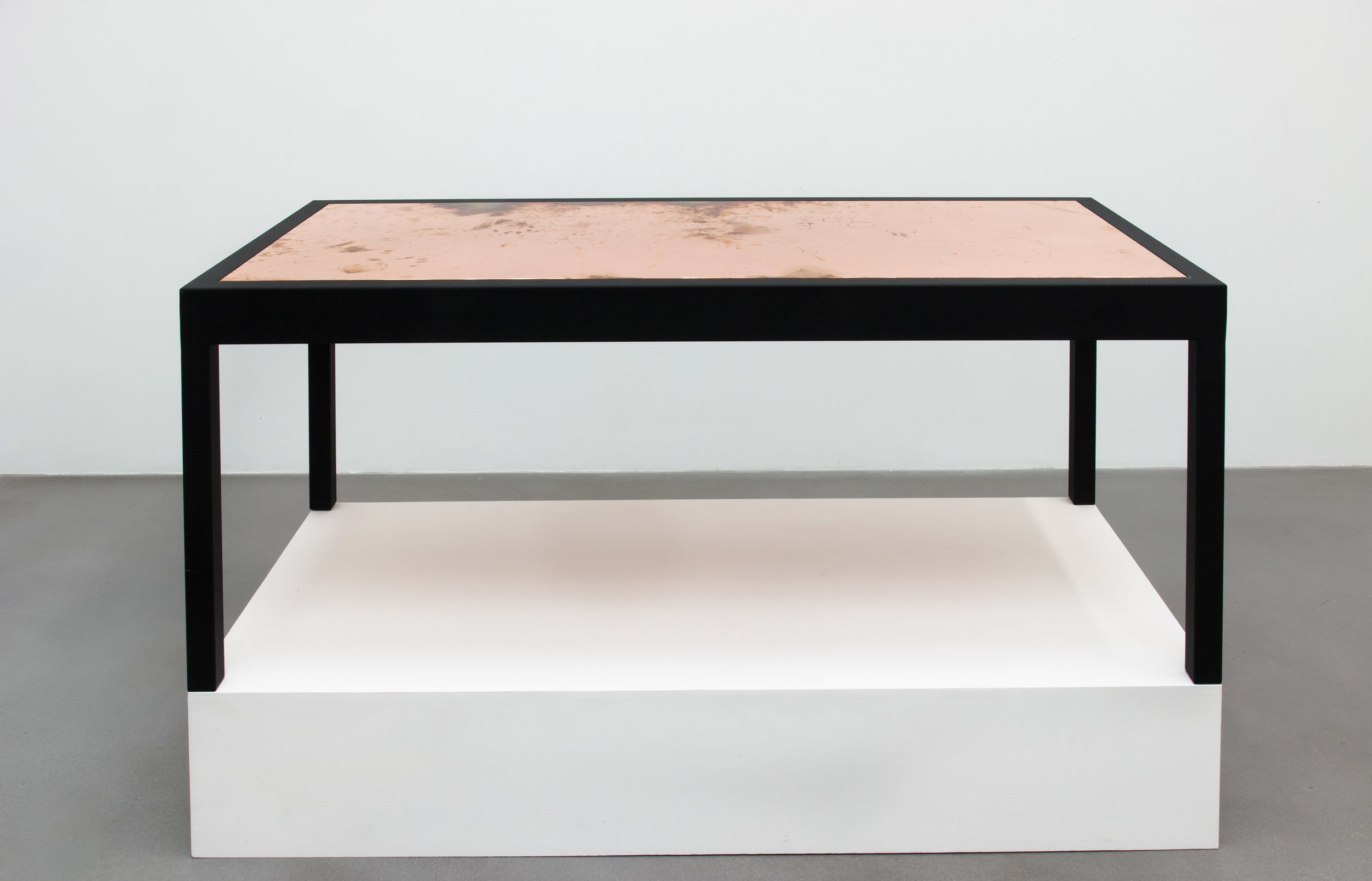   Desk [Source: wood and leather desk designed by BassamFellows from the office of Friedrich Petzel at Friedrich Petzel Gallery, New York. Surrogate: WB72414 (produced in conjunction with Friedrich Petzel, Owner), Copper Surrogate (designed by Bassam