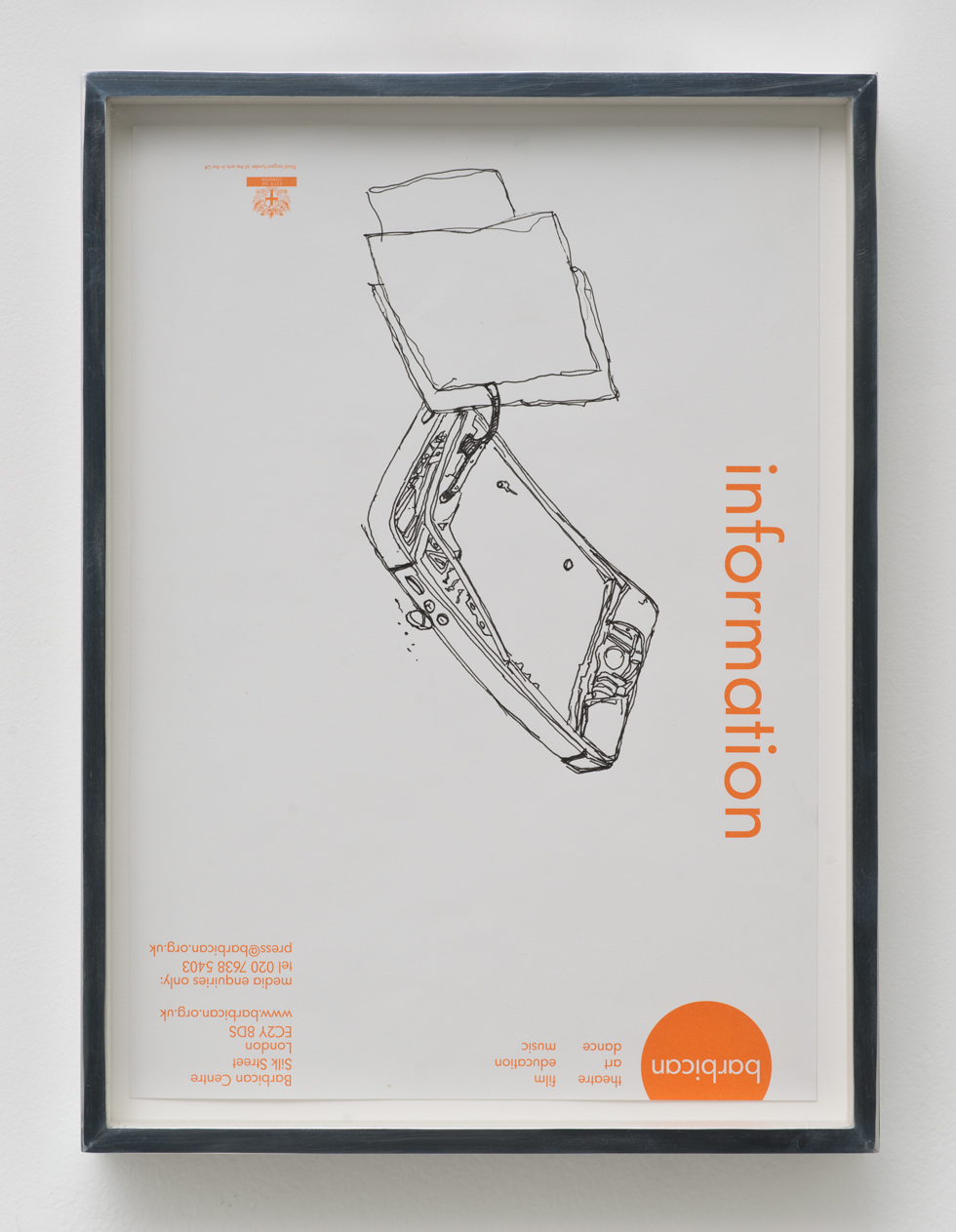   iPhone 5 A1429: Barbican Centre, London, United Kingdom, October 6, 2014    2015   Ink on letterhead  12 7/8 x 9 1/2 inches   Walid AlBeshti, 2015     