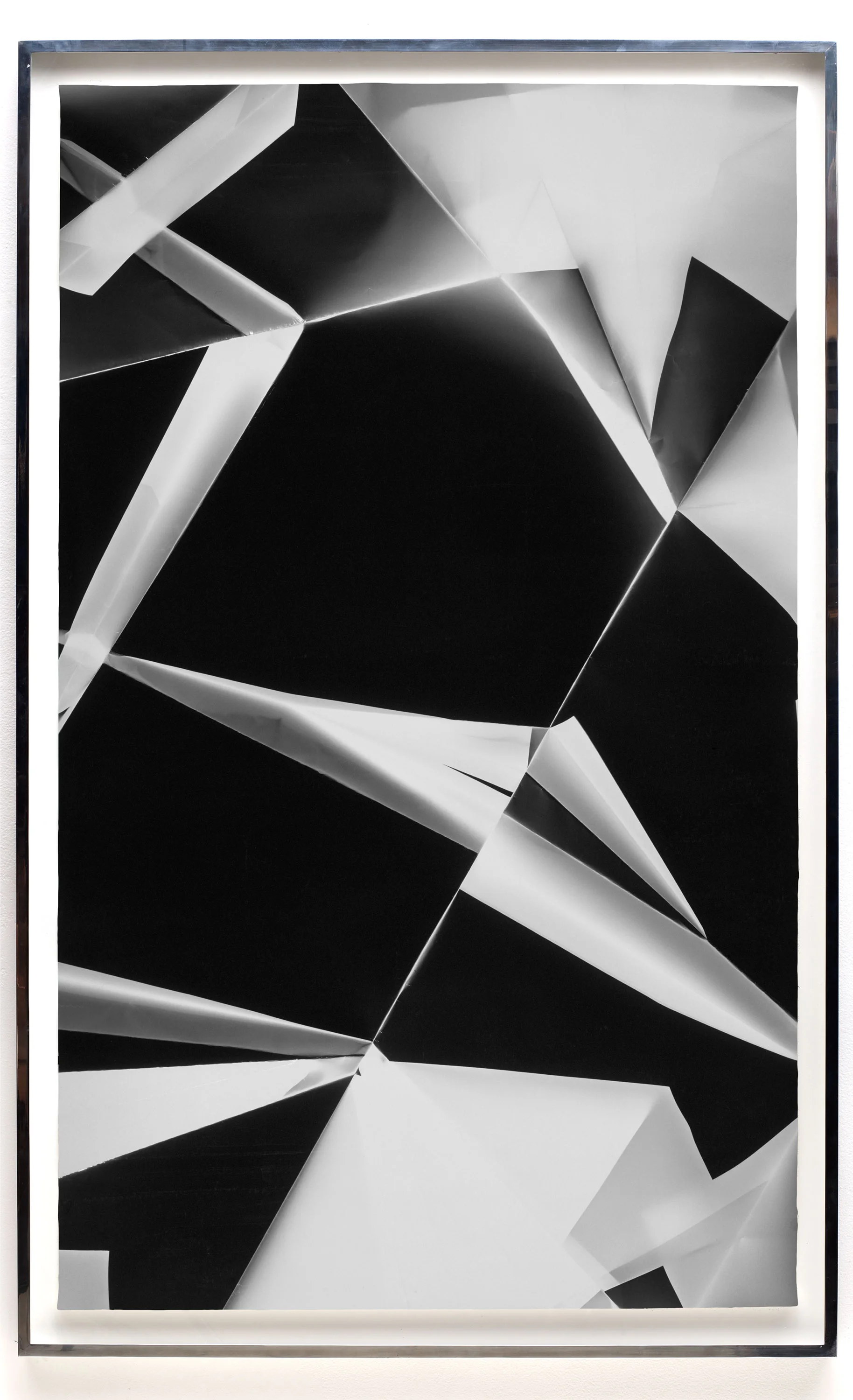 Fold (0º/90º/180º/270º directional light sources), June 13, 2008, Annandale-On-Hudson, New York, Foma Multigrade Fiber 2009 Black and white fiber based photographic paper 74 x 46 3/4 inches Legibility on Color Backgrounds, 2009