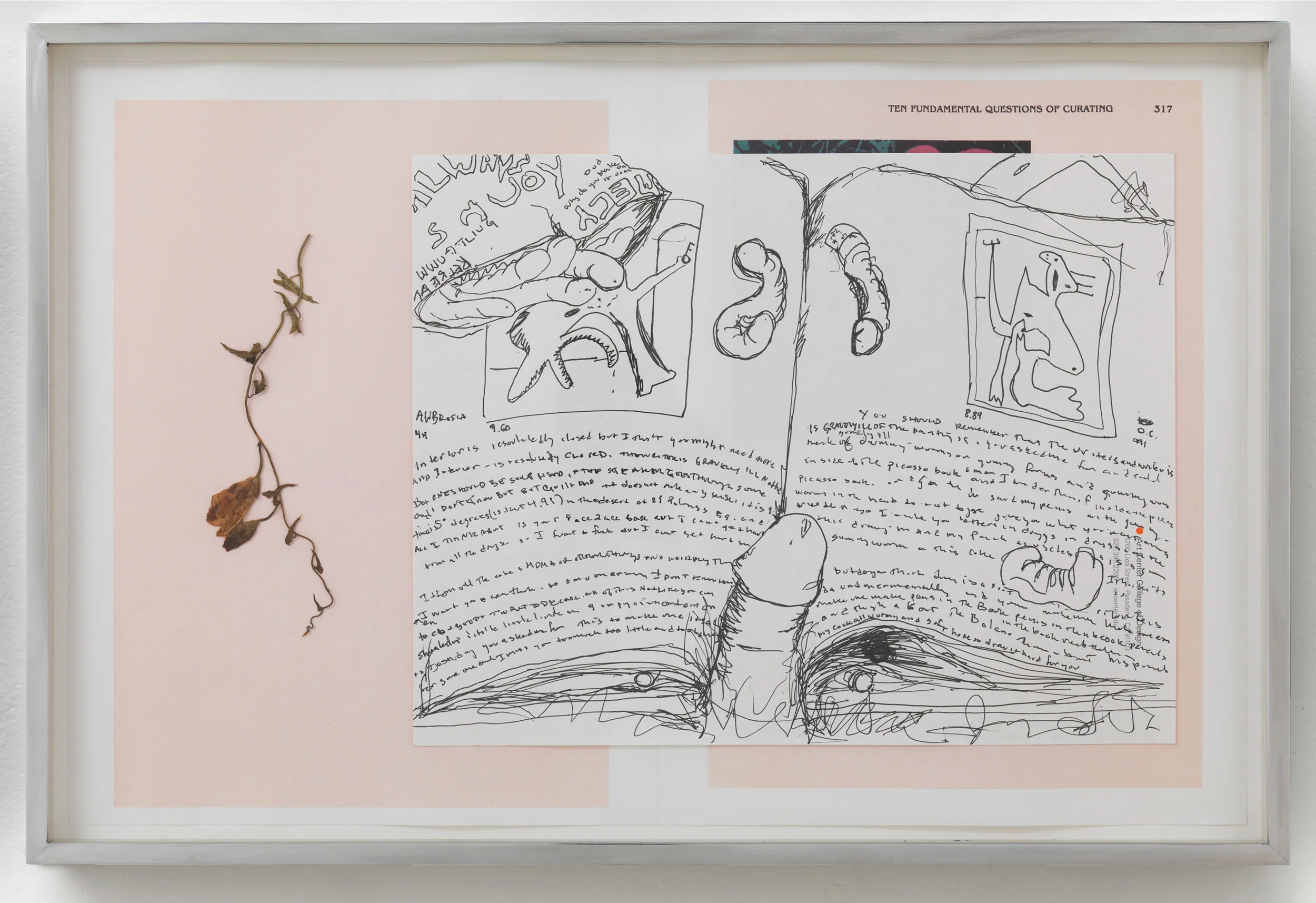 Picasso and Truth: From Cubism to Guernica II 2014 Ink on paper, dried flower, paper 12 x 18 inches Gastarbeiten, 2014
