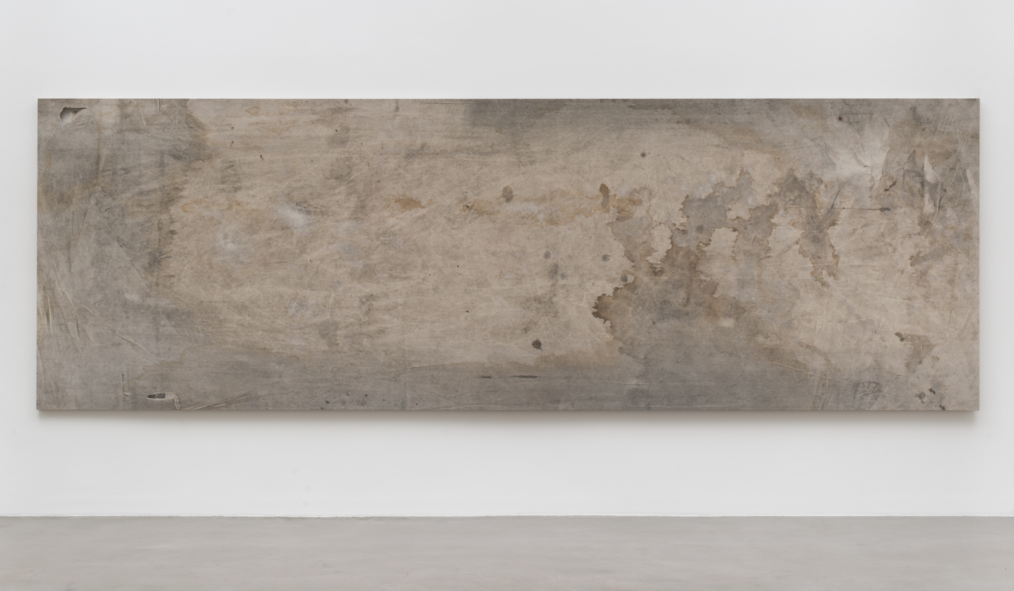   Shroud Painting (ExxonMobil Mobil 1 0W-40 Synthetic Motor Oil: August 14, 2011–August 13, 2012, Los Angeles, California, 55914)   2015  Oil on canvas  66 x 200 inches   Oil Paintings, 2013–2015    Walid AlBeshti, 2015     