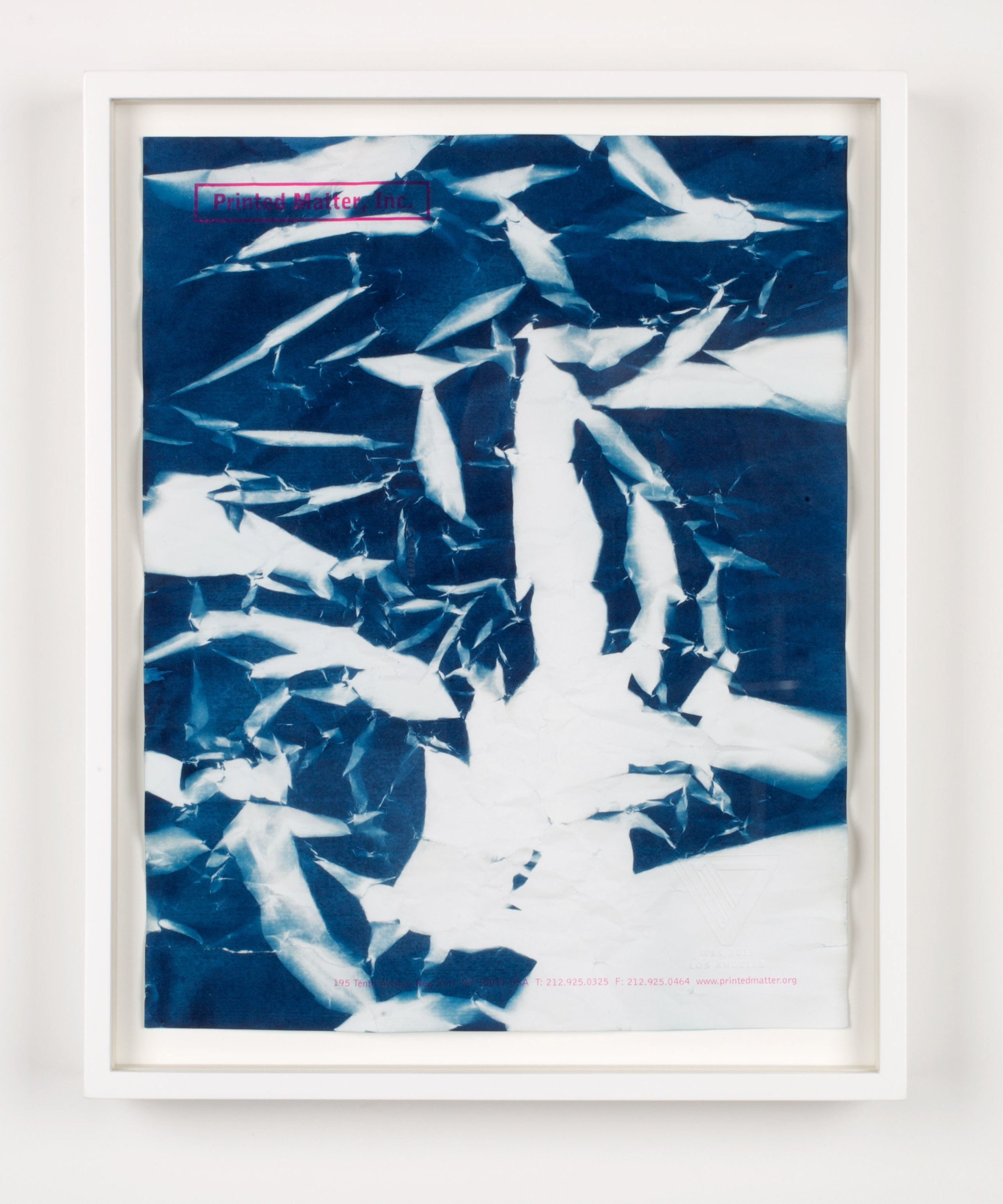   Printed Matter, Inc. 195 Tenth Avenue New York NY 10011 USA T: 212.925.0325 F: 212.925.0464 www.printedmatter.org   2015  Cyanotype and offset print on paper  11 x 8 1/2inches   Cyanotypes, 2009–     