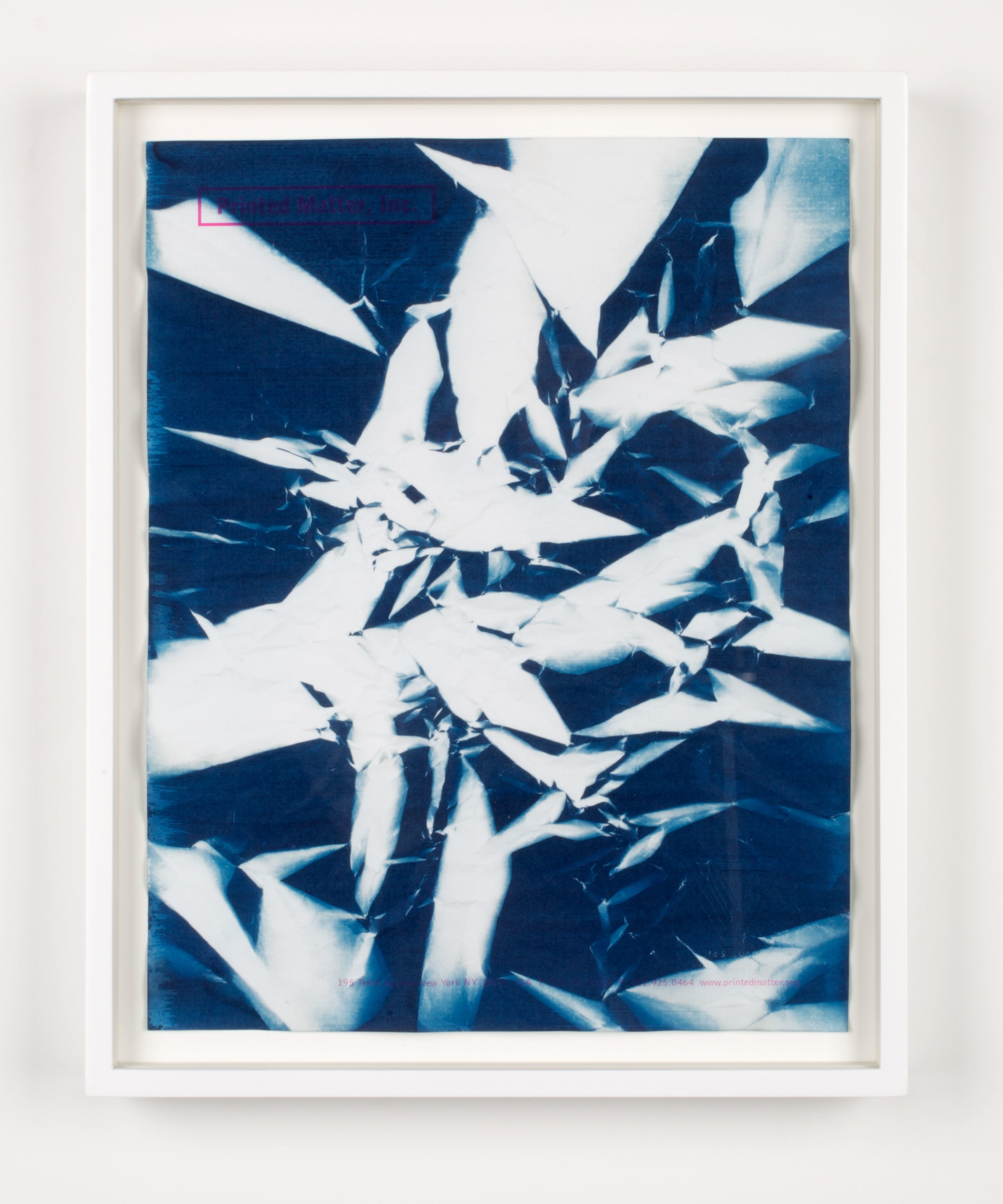   Printed Matter, Inc. 195 Tenth Avenue New York NY 10011 USA T: 212.925.0325 F: 212.925.0464 www.printedmatter.org   2015  Cyanotype and offset print on paper  11 x 8 1/2inches   Cyanotypes, 2009–     