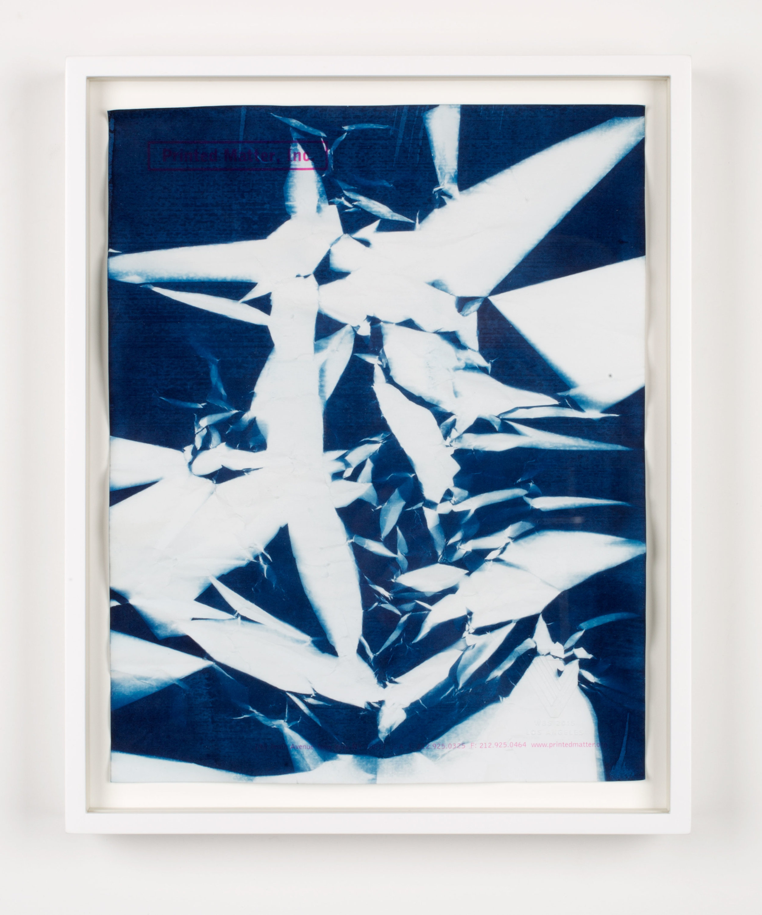   Printed Matter, Inc. 195 Tenth Avenue New York NY 10011 USA T: 212.925.0325 F: 212.925.0464 www.printedmatter.org   2015  Cyanotype and offset print on paper  11 x 8 1/2inches   Cyanotypes, 2009–     