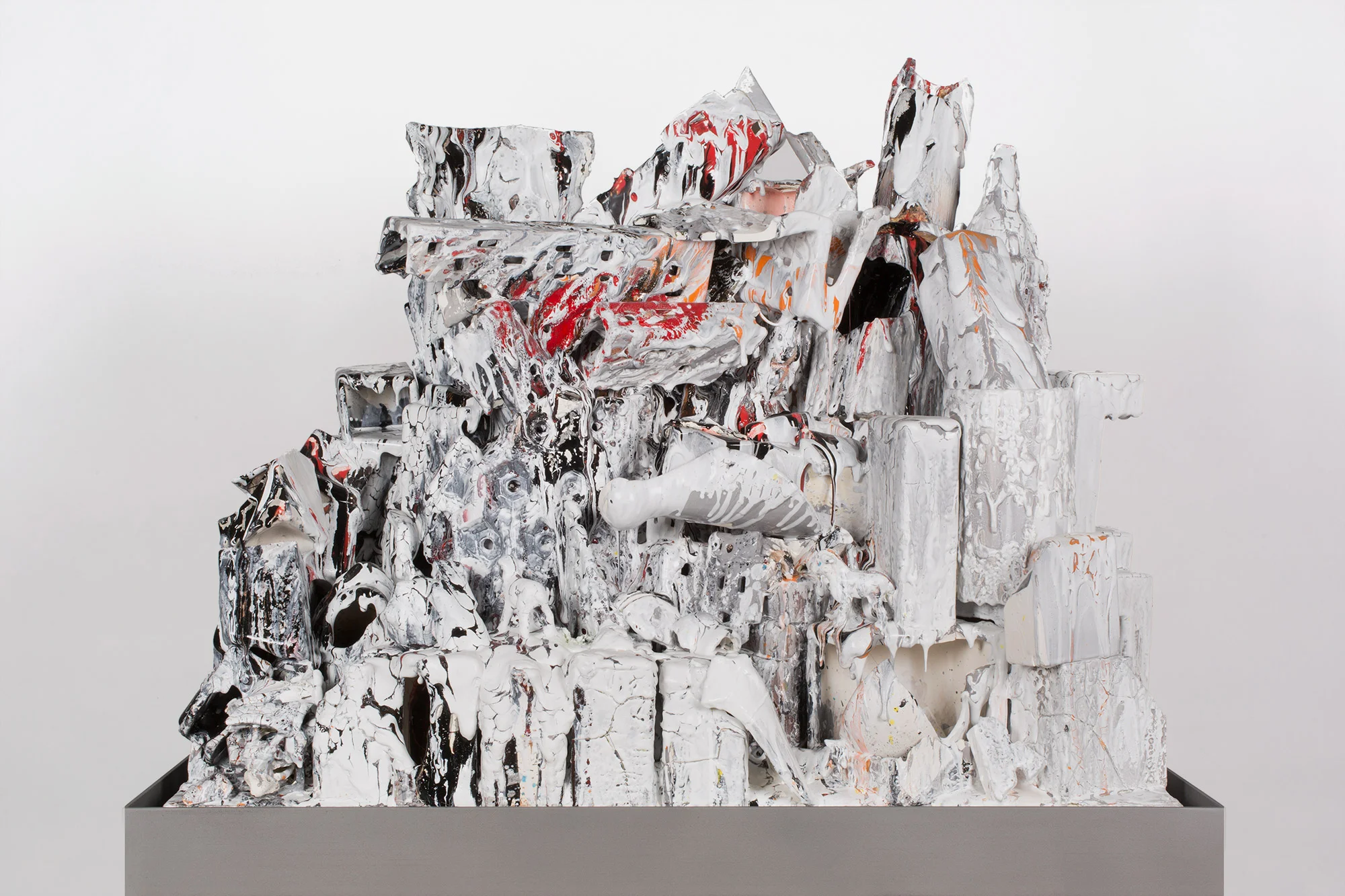 La Ciudad en Llamas (February 17–March 1, 2015: Cerámica Suro Contemporánea, Guadalajara, Jalisco, Mexico) 2015 Ceramica Suro slip cast remnants, glaze, and firing plate 54 x 42 x 26 1/2 inches Ceramics, 2013– All the World's Futures, 2015