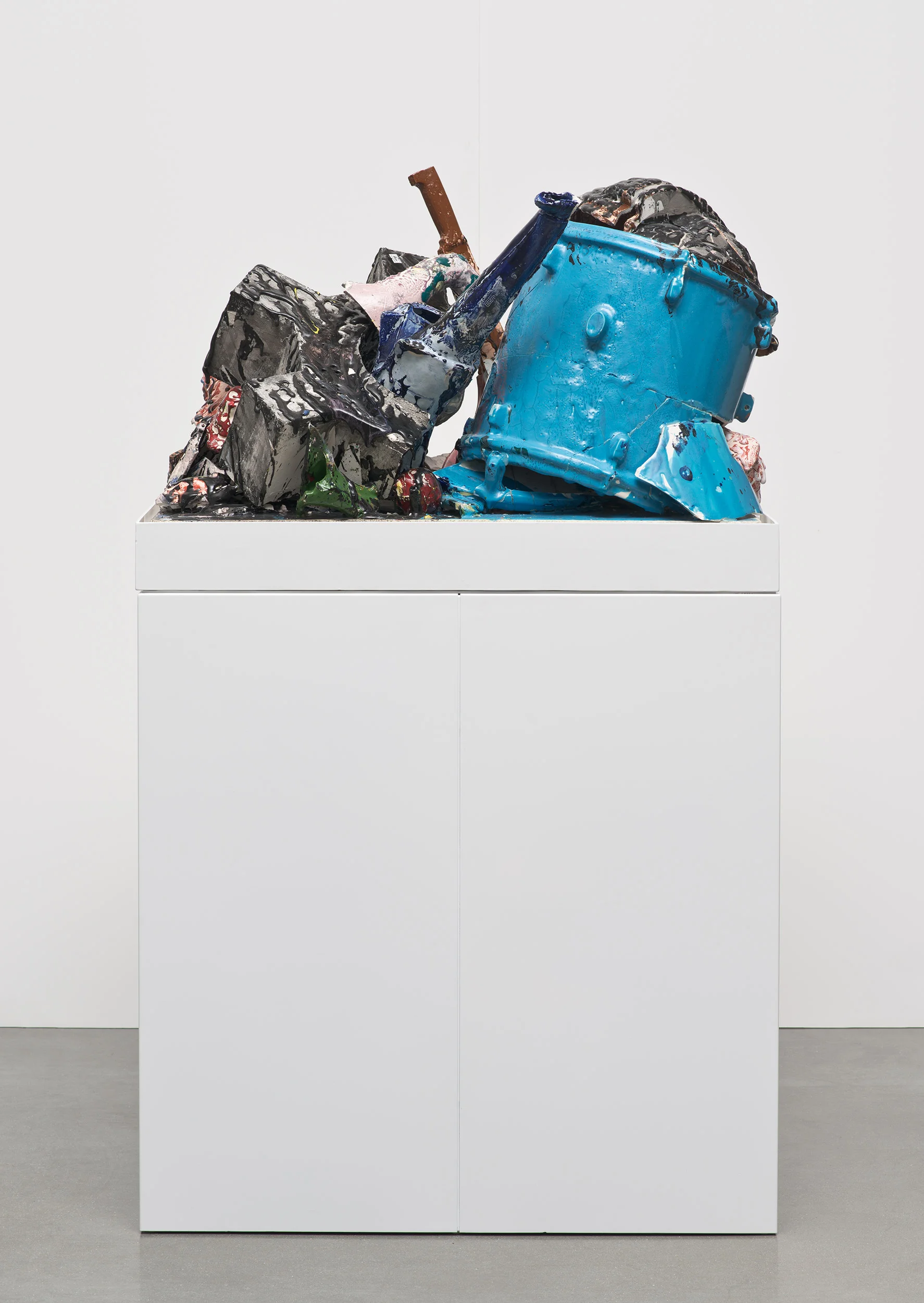 Aggregate XXI (August 21st–23rd, Cerámica Suro, Guadalajara, Jalisco, Mexico) 2013 Ceramica Suro slip cast remnants, glaze, and firing plate 31 1/2 x 24 1/2 x 19 inches Ceramics, 2013– Selected Bodies of Work, 2014