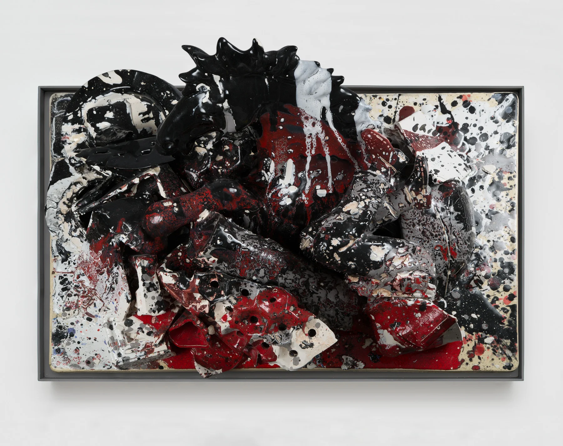 Los Trágico (August 28–September 10, 2013: Cerámica Suro, Guadalajara, Jalisco, Mexico) 2013 Ceramica Suro slip cast remnants, glaze, and firing plate 21 7/8 x 32 7/8 x 17 1/2 inches Fair Use, 2013 Selected Bodies of Work, 2014