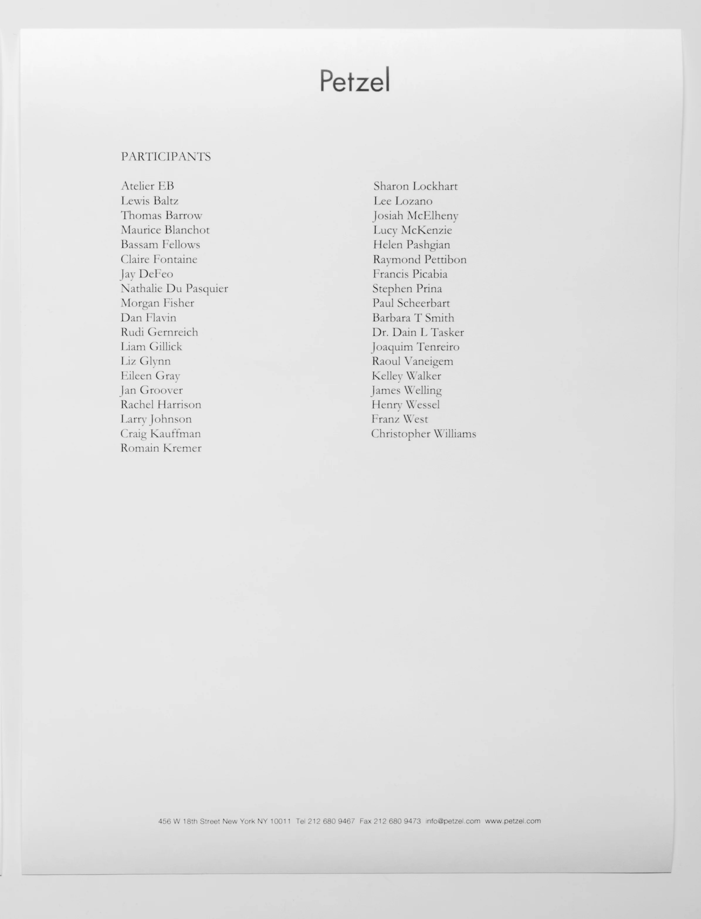 A Machinery for Living press release , Petzel, New York, NY, 2014.