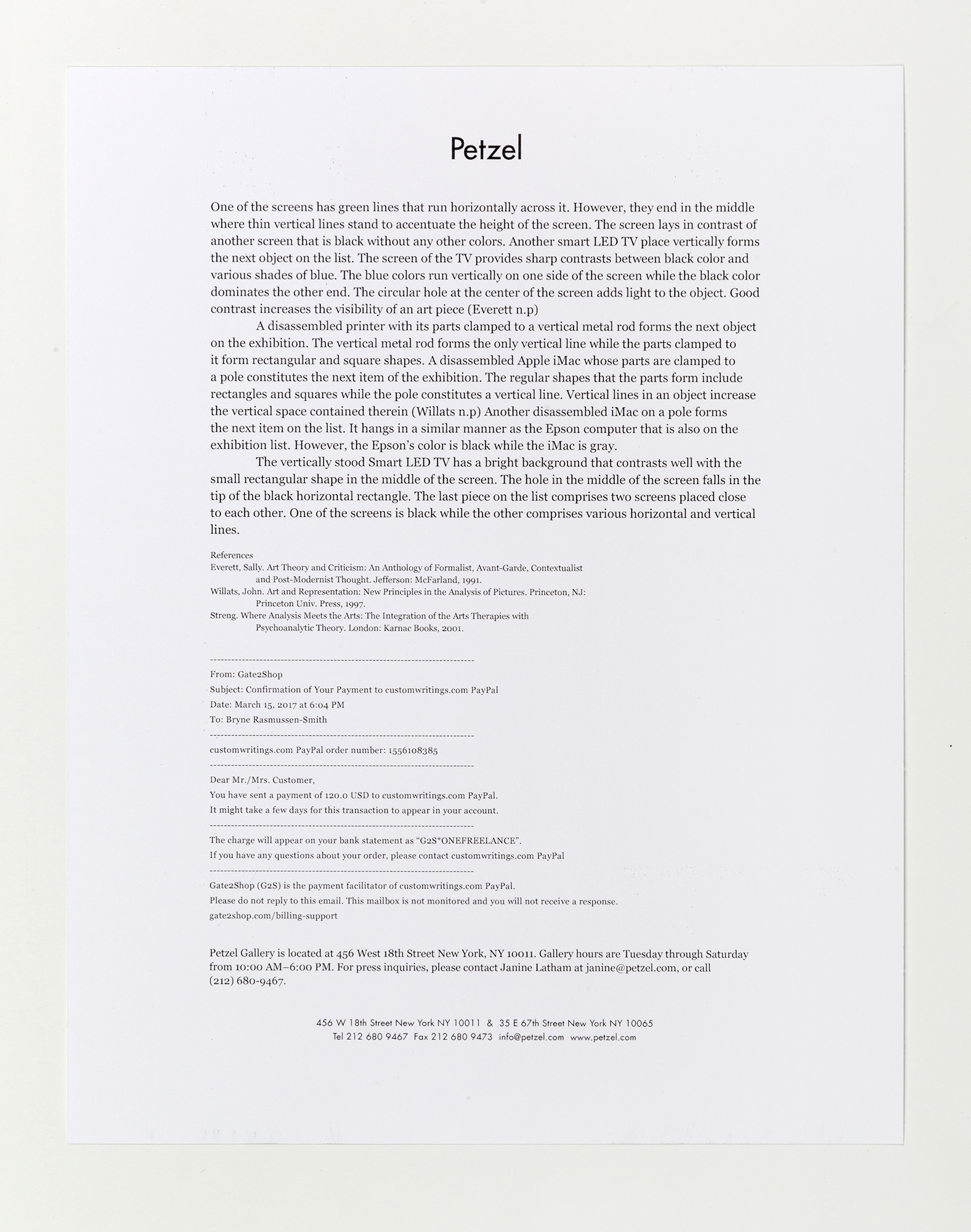   Open Source  press release  Petzel Gallery, New York  2017 