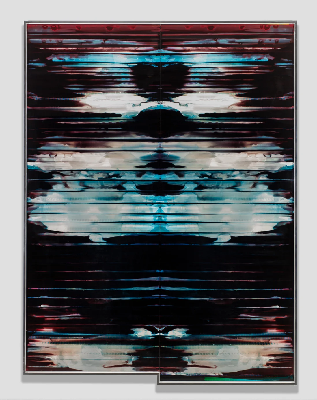 Inverted RA4 Contact Print / Processor Stall (YM: Los Angeles, California, November 10, 2017; Fujicolor Crystal Archive Super Type C, Em. No. 152-017; Kodak Ektacolor RA Bleach-Fix and Replenisher; Kreonite KM IV 5225 RA4 Color Processor, Ser. No. 00092174; 41917) 2018 Color photographic paper 135 1/4 x 101 3/4 inches Equivalents, 2018