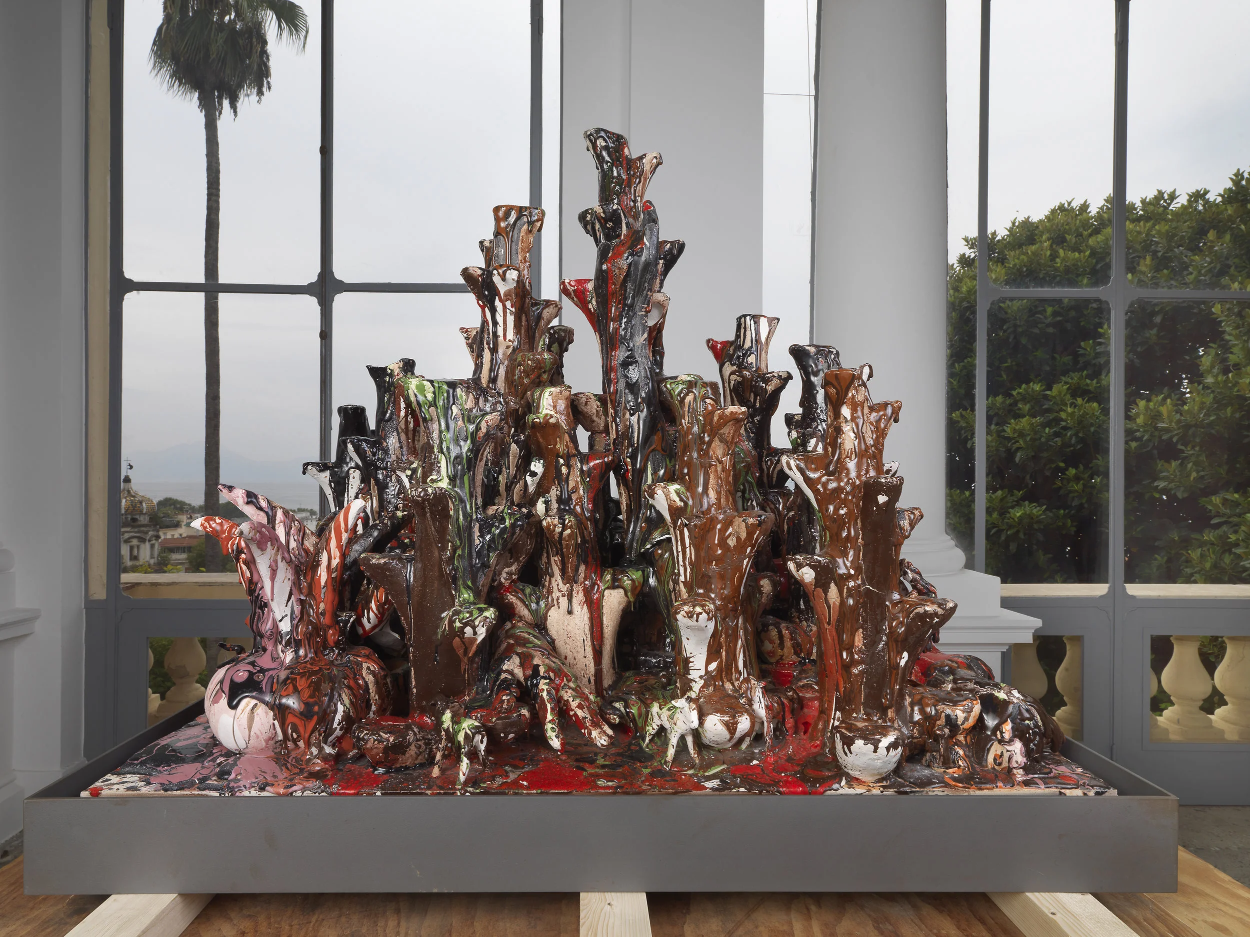 Lo Desconocido (February 17–March 1, 2015: Cerámica Suro Contemporánea, Guadalajara, Jalisco, Mexico) 2015 Ceramica Suro slip cast remnants, glaze, and firing plate 26 1/2 x 42 x 31 inches Ceramics, 2013–