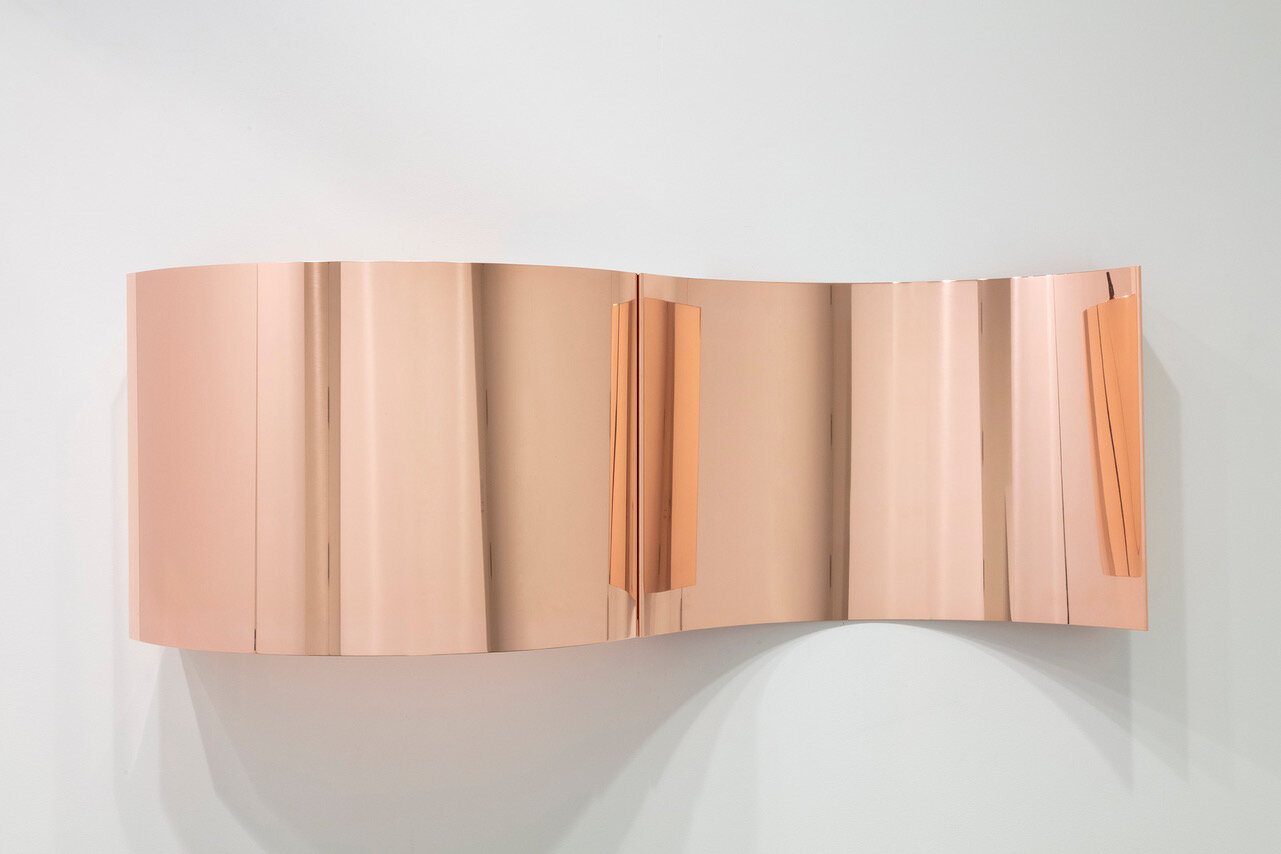   Copper Surrogate (48” x 120” 48 ounce C11000 Copper Alloy, Convex Curve: February 12/18, 2019, Los Angeles, California; January 13–17, 2020, Winterthur, Switzerland)  Copper Surrogate (48” x 120” 48 ounce C11000 Copper Alloy, Concave Curve: Februar