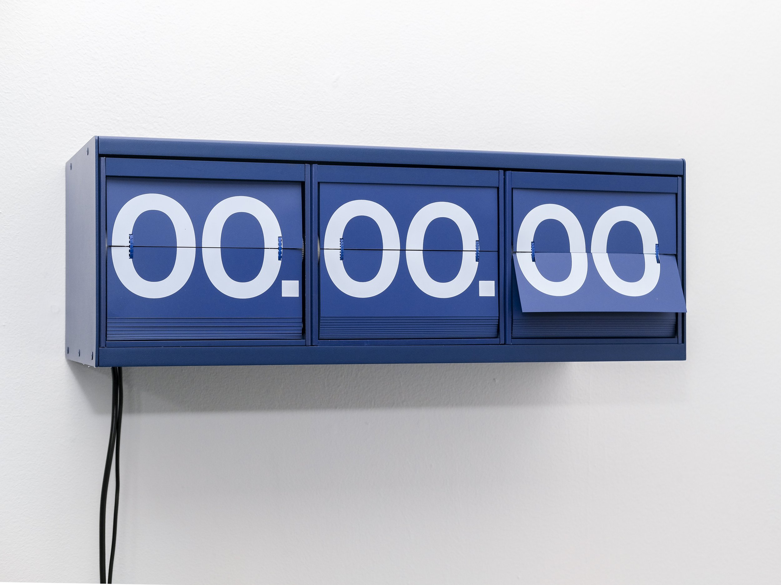   00.00.00    2022   Swiss Federal Railways split-flap display clock, GPS receiver  19 3/8 x 6 3/4 x 8 1/4 inches (49.2 x 17.1 x 20.9 cm) 