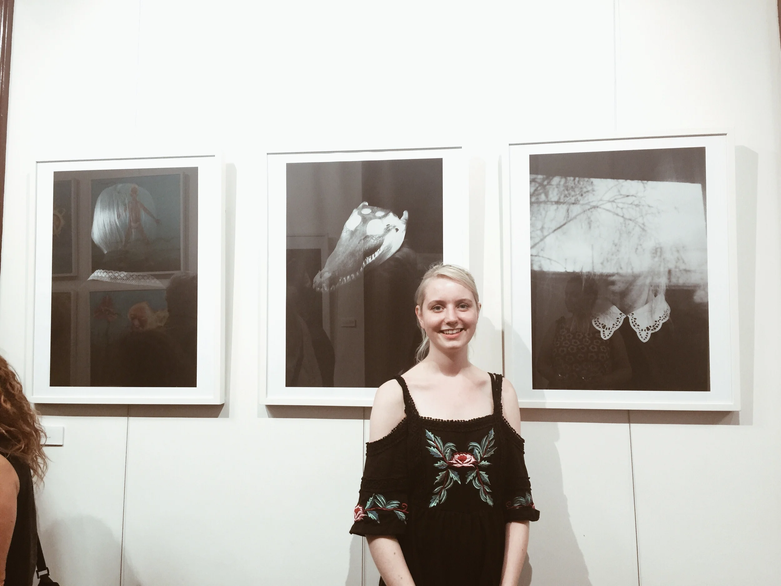 Sophie in front of her work 'BLANK SPACE'