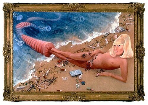  Frank Moore, Birth of Venus, 1993. oil on canvas with frame , 50x72. Courtesy of the Estate of Frank Moore 