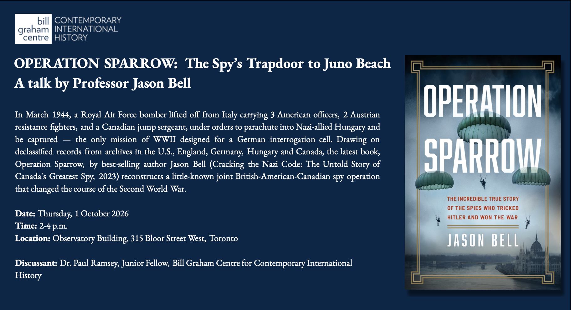 OPERATION SPARROW: The Spy’s Trapdoor to Juno Beach - a talk by Professor Jason Bell 